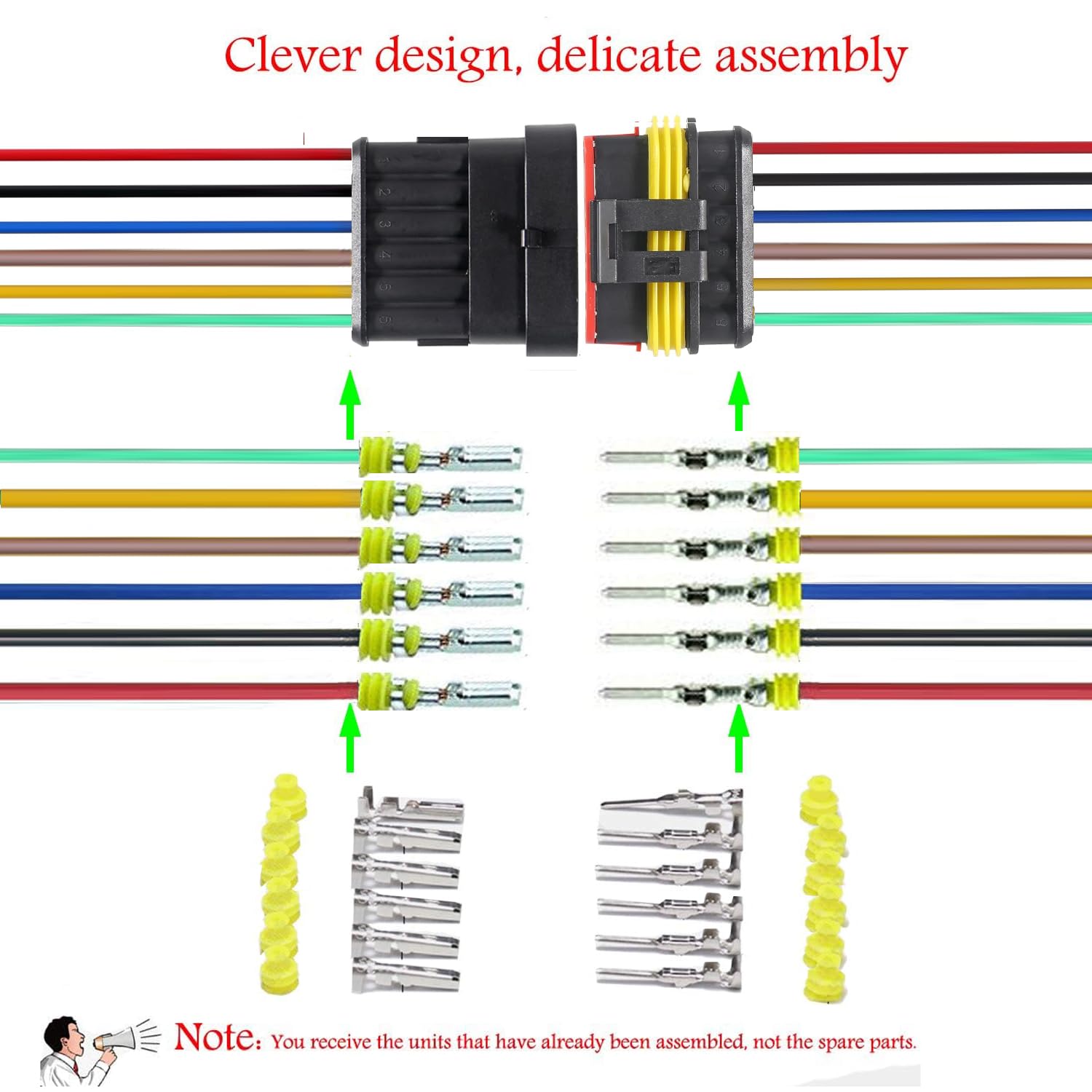 Yetor 6Pin Connector,16Awg Way Car Waterproof Electrical Connector, Auto Electrical Wire Connectors Marine For Car, Truck, Boat,