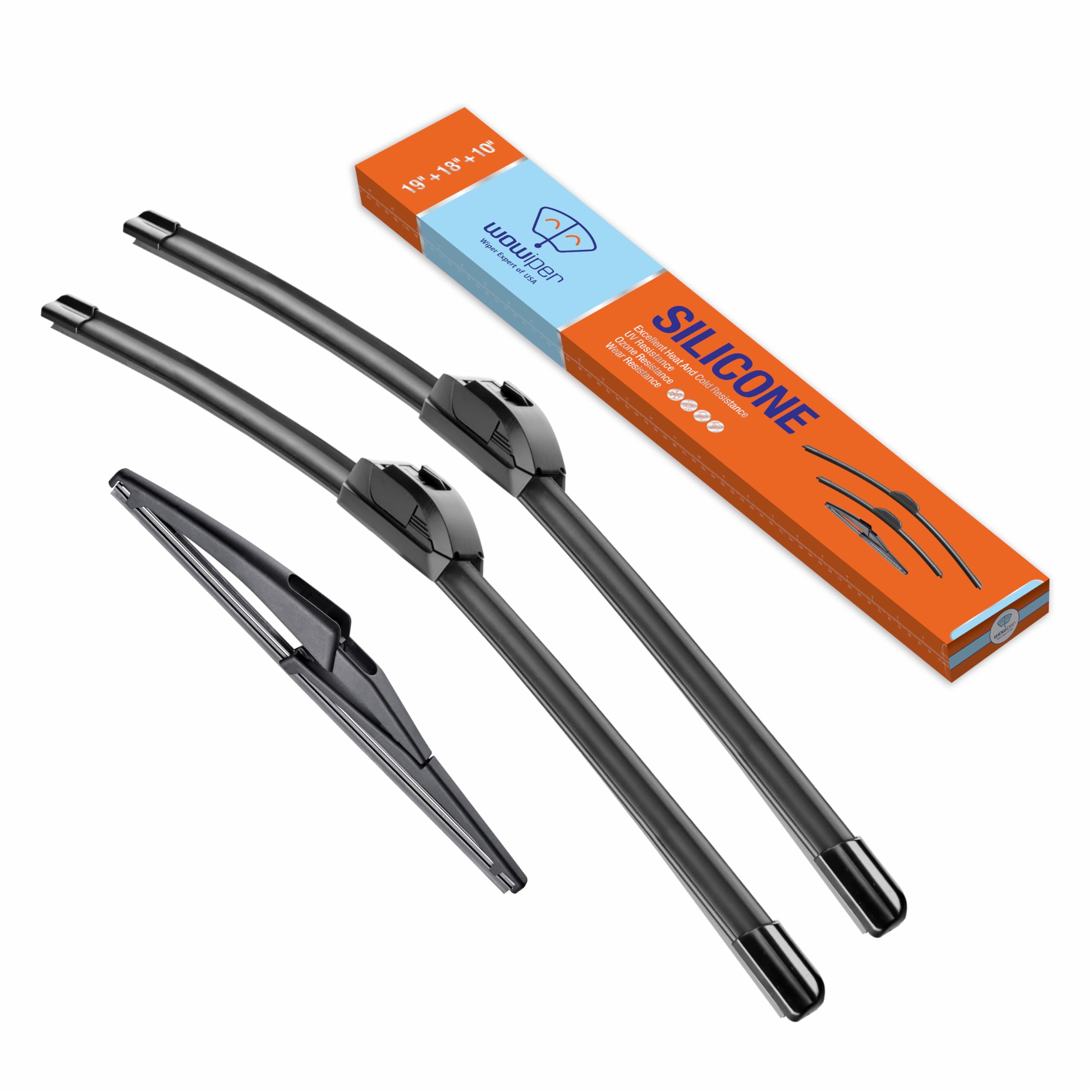 Wowiper Silicone Windshield Wiper Blades With Rear Wiper Blade For Mini Cooper 2011-2006, All-Season Automotive Replacement Wind
