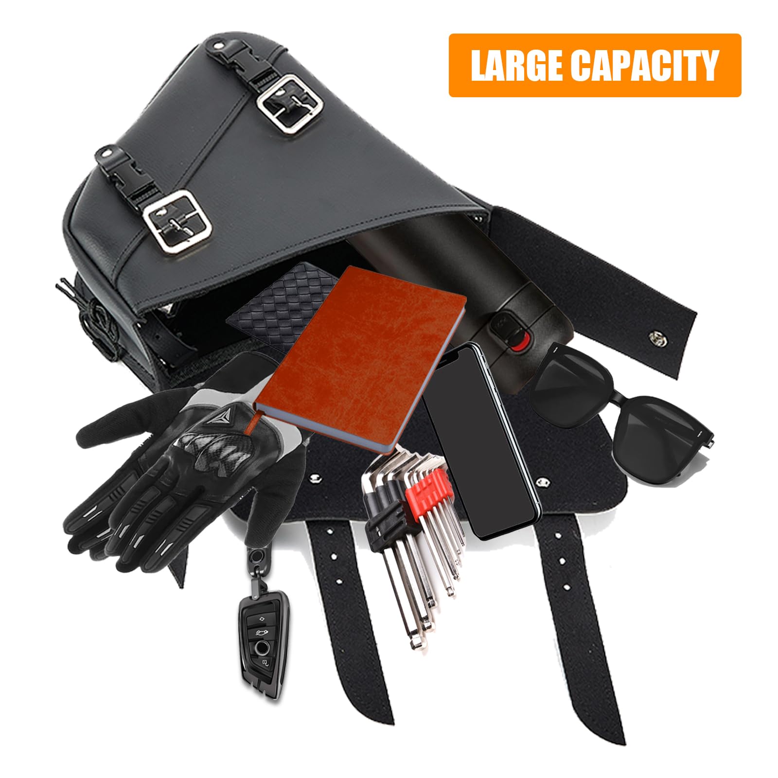 Motorcycle Saddle Bags Synthetic Leather Motorcycle Solo Swing Arm Bag For Softails Sportsters Choppers Waterproof Side Bags For
