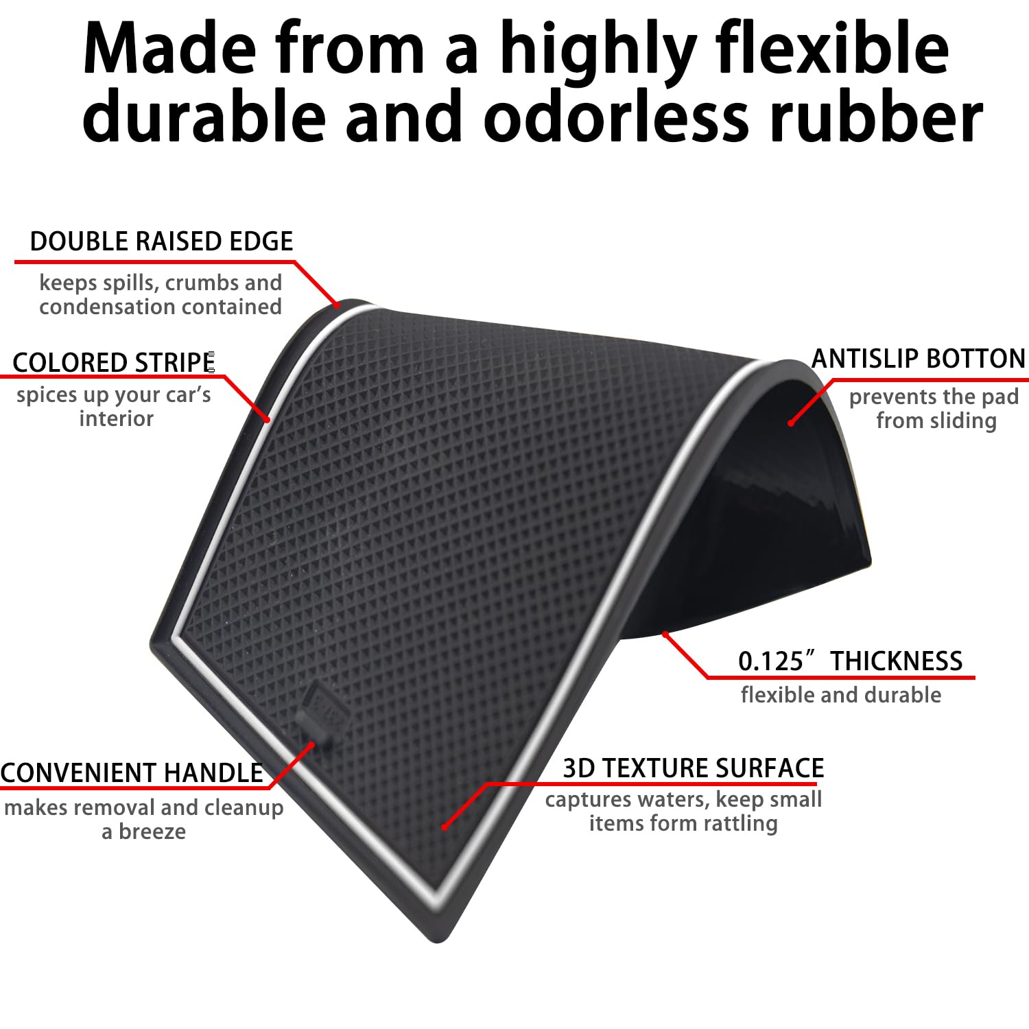 LOCOY Center Console Liner for Honda Civic 11th Gen (2022-2025) - Non-Slip Rubber Mat Set, White - 16pcs Coaster Trim & Door Slot Pads