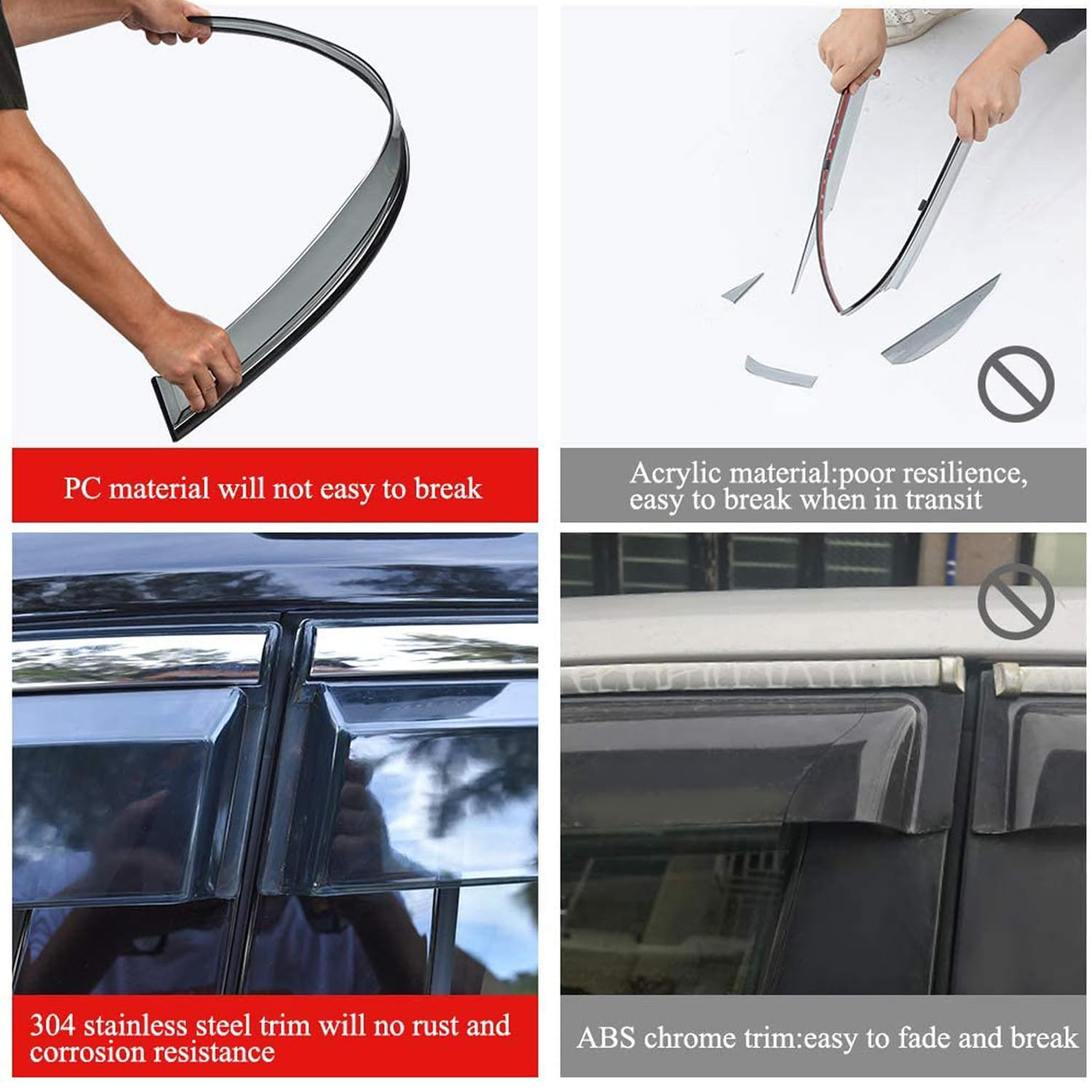 Vesul Tape On Window Deflector Rain Guard Compatible With Honda Accord 2018-2022 10Th Gen Lx Ex-L Sport Touring Vent Visor Shiel