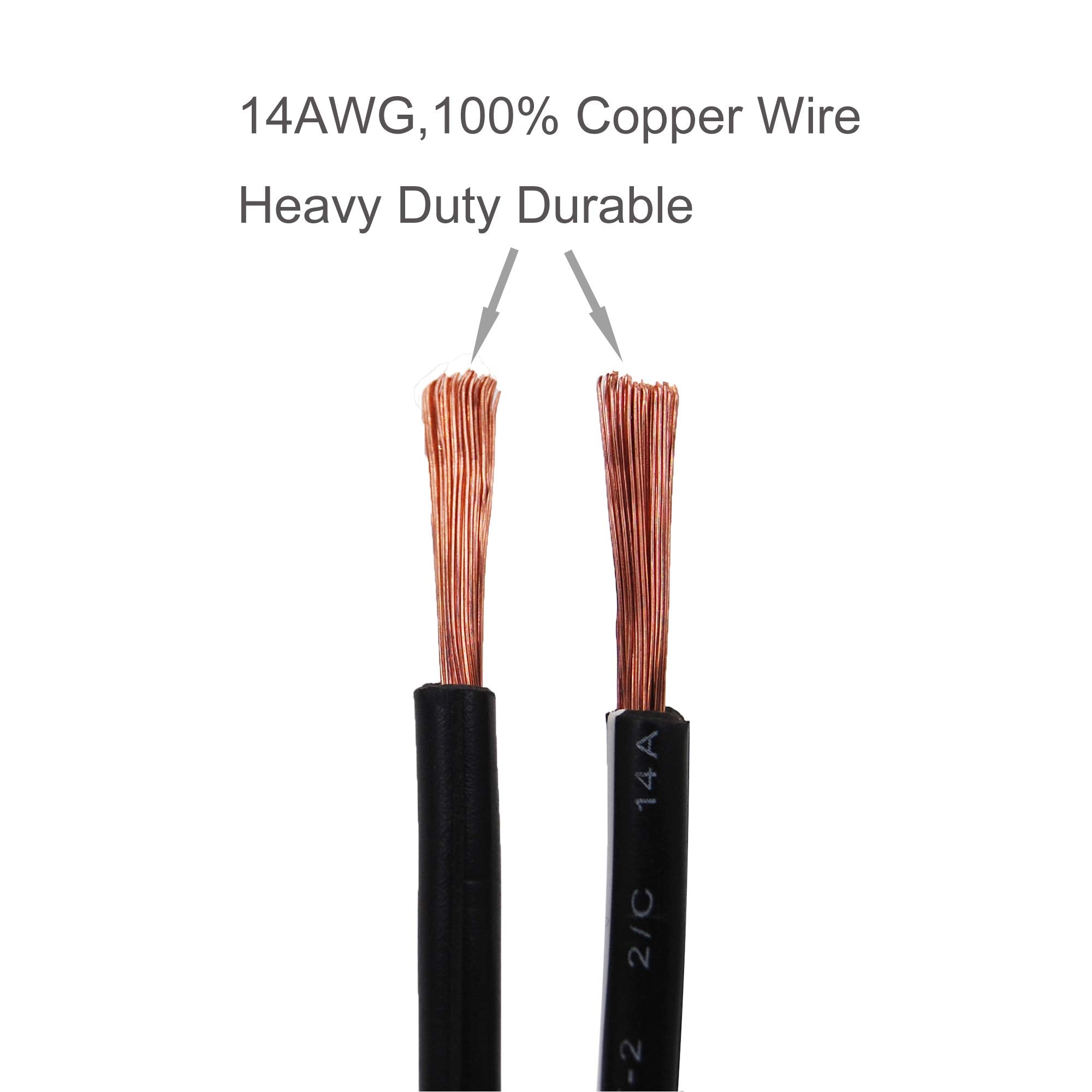 SCCKE 14AWG Premium Pure Copper 12V 24V Car Cigarette Lighter Socket Extension Cord, 3ft / 0.92m 14 AWG Cable Wire For Car inver