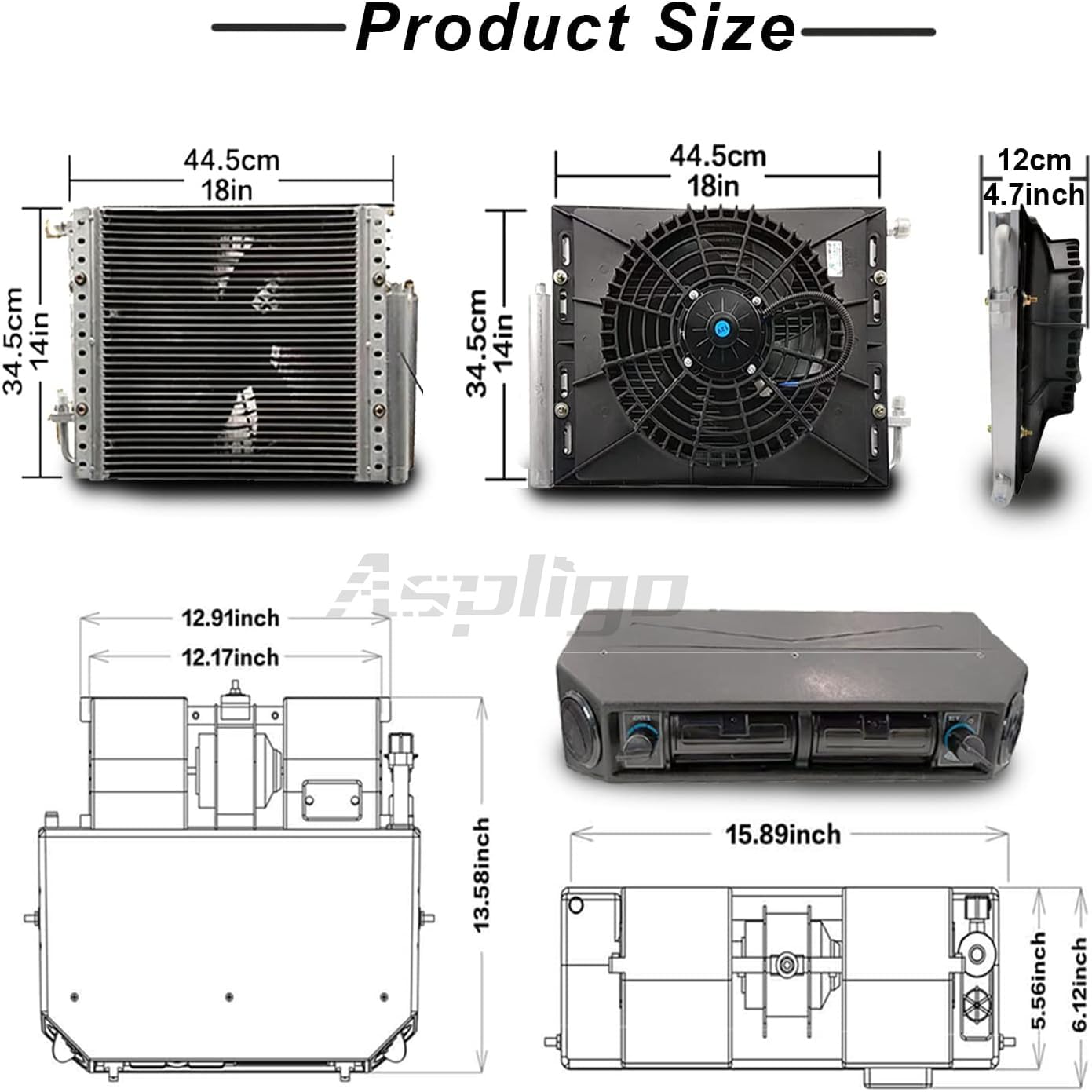 Gouku 12 V Universal A/C Kit System,New Energy 100% Electric Rv Truck Camper Van Automotive Under Dash Air Conditioner 10000 Btu For Truck, Semi Trucks, Rv,Van Ac