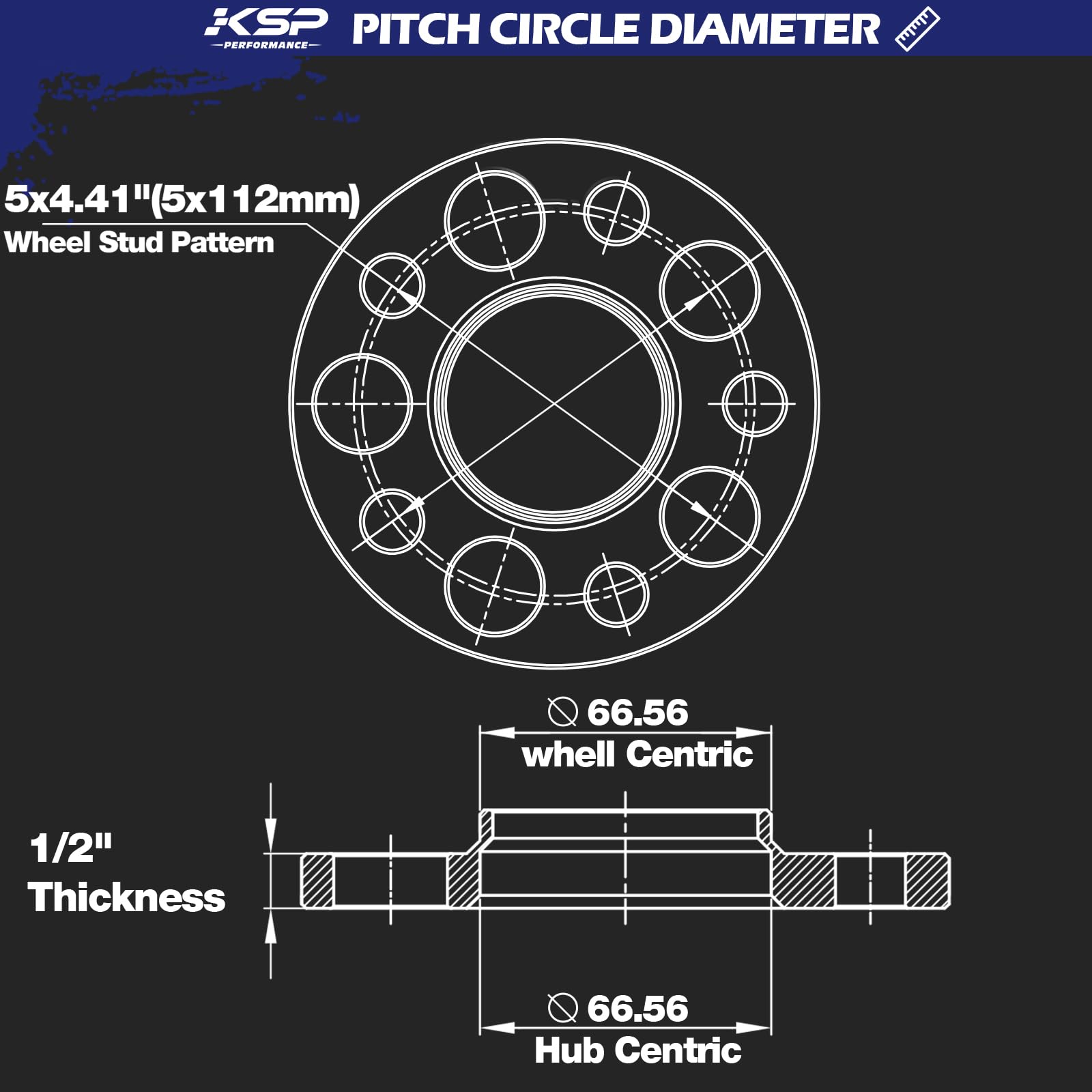 KSP PERFORMANCE 12mm Hubcentric Wheel Spacers for Mercedes-Benz W204 W208 W209 C300 C350 C63 AMG, 5x112, 6061T6 Aluminum,