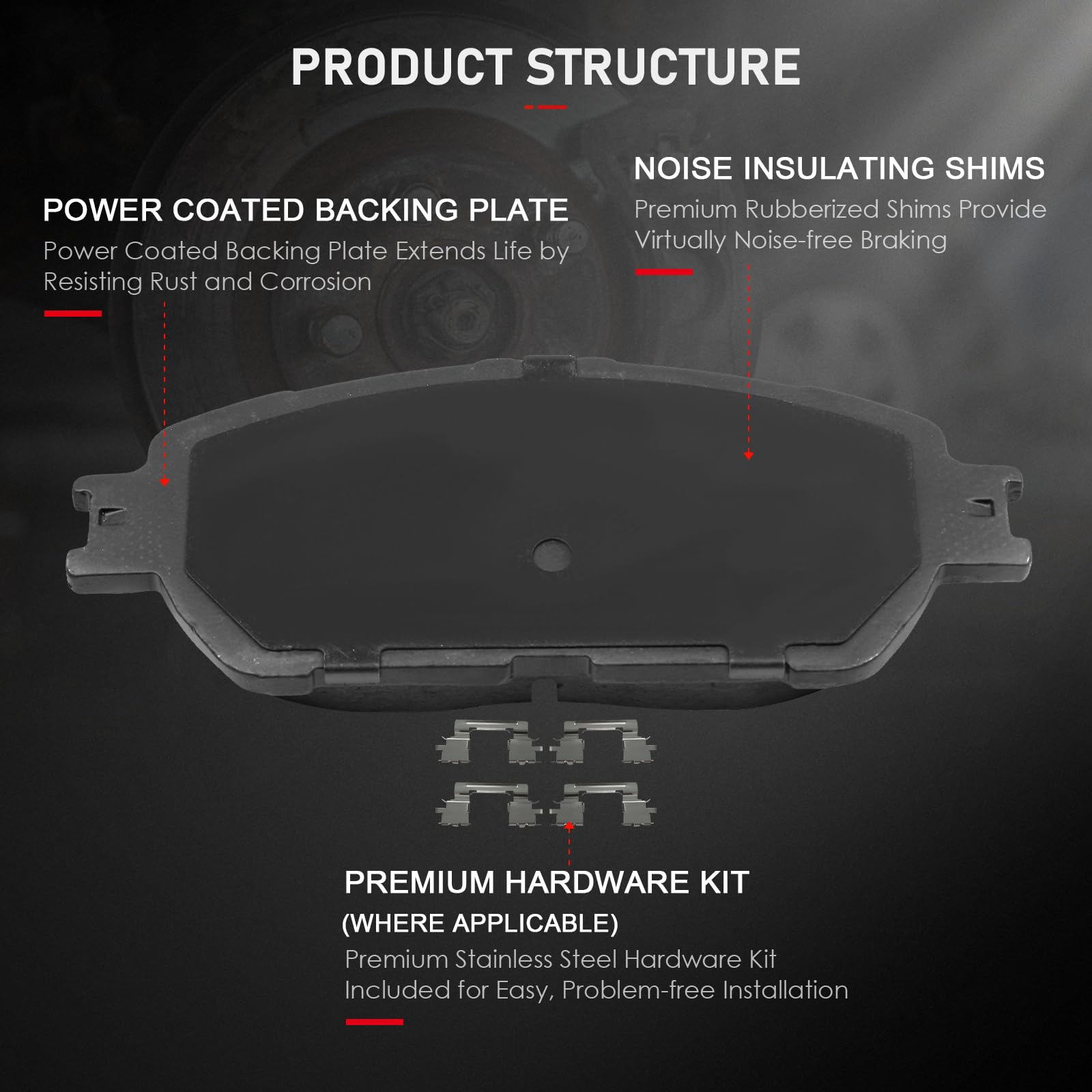 Cciyu 4Pcs Front Ceramic Brake Pads Kits 04-06 For Lexus Es330,05-07 For Toyota Avalon,05-06 For Toyota For Camry,04-10 For Toyo