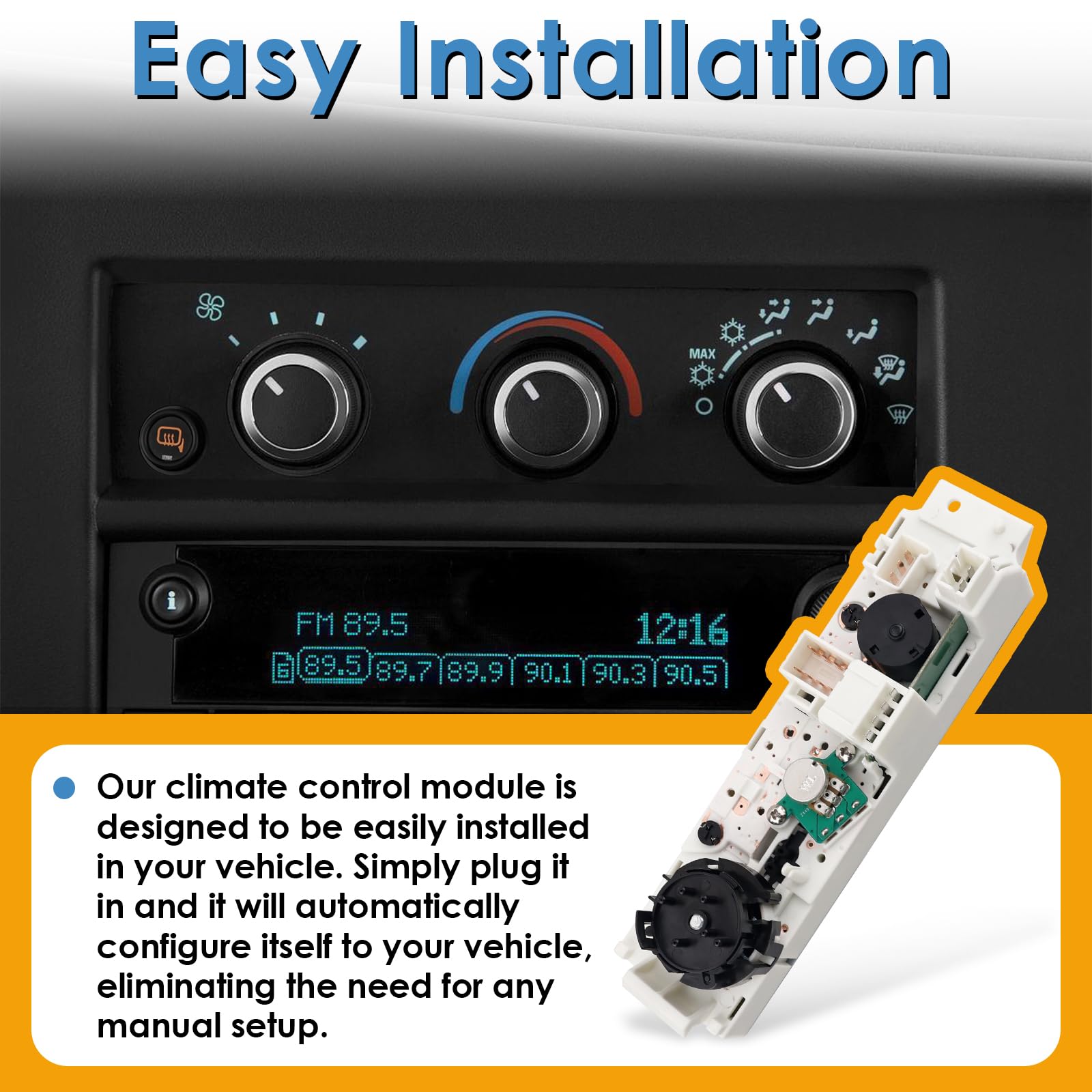 599-294 Heater A/C Control Switch,Front Climate Control Module Compatible with 2008-2021 Chevrolet Express 1500 2500 3500, 2009-