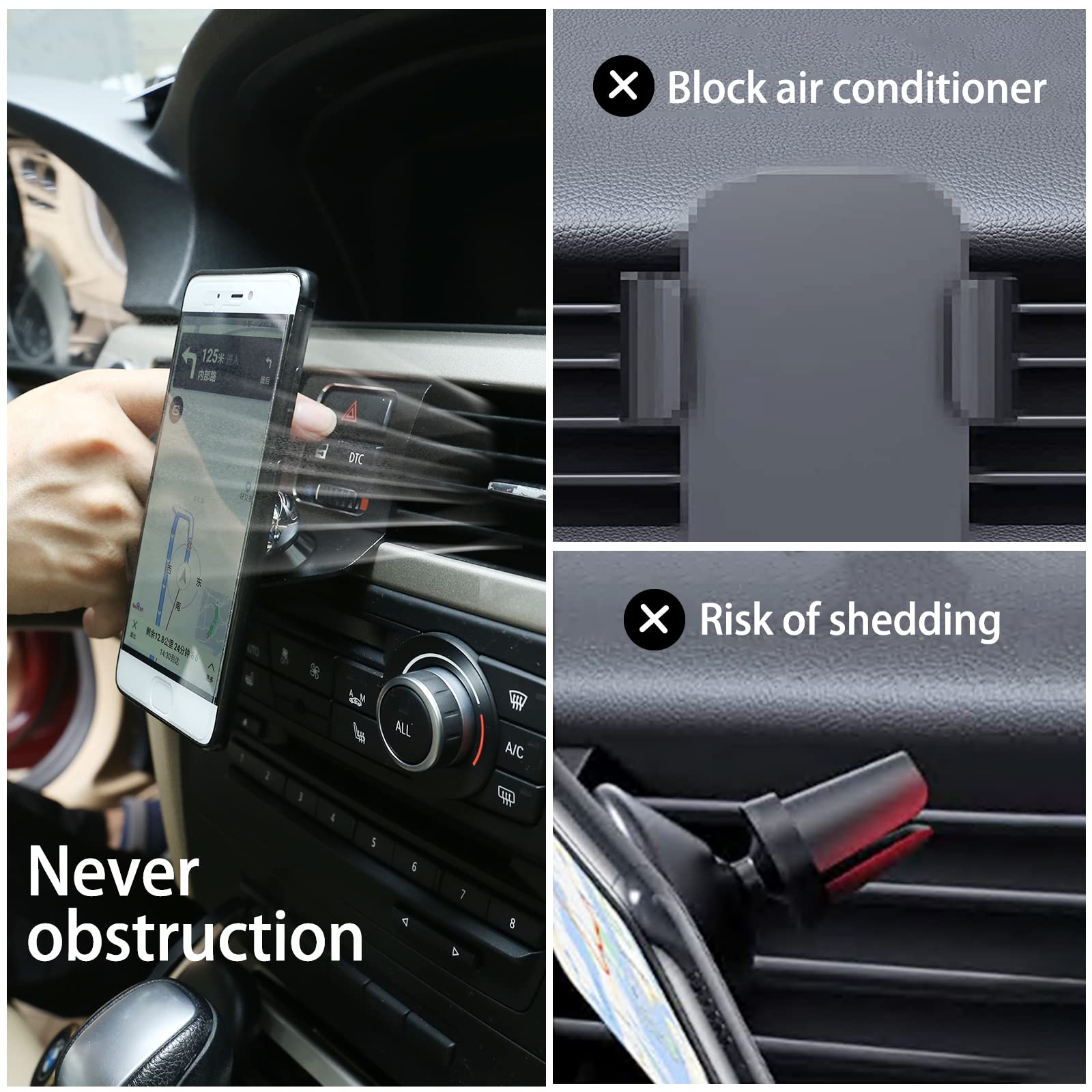 LLKUANG 360-Degree Rotary Cell Phone Holder for BMW 3 Series E90 E91 E92 E93, Aluminum Alloy, Black