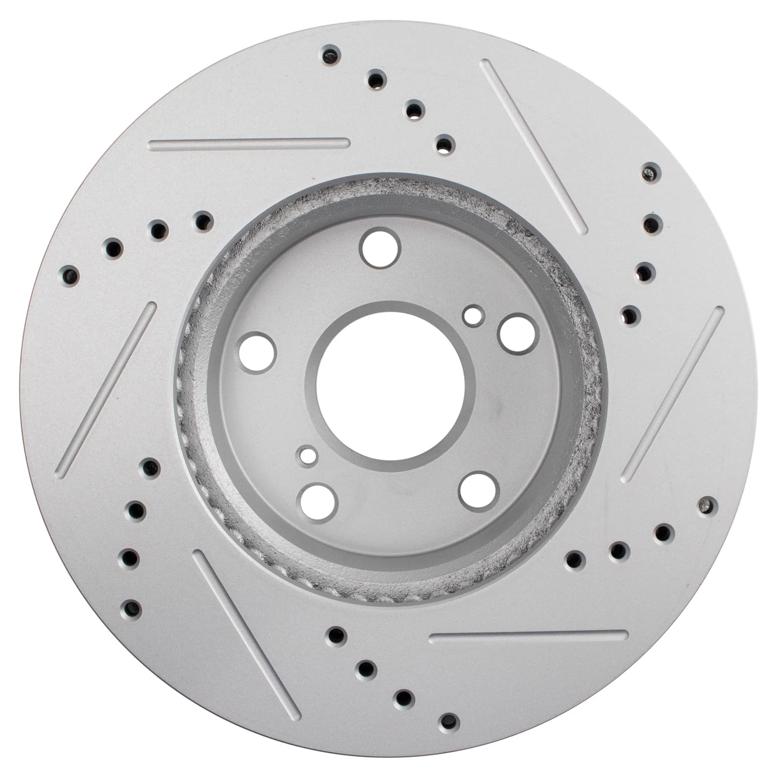 Trq Front Performance Brake Rotors Set Premium G-Coated Cross Drilled & Slotted Compatible With 2005-2015 Toyota Tacoma