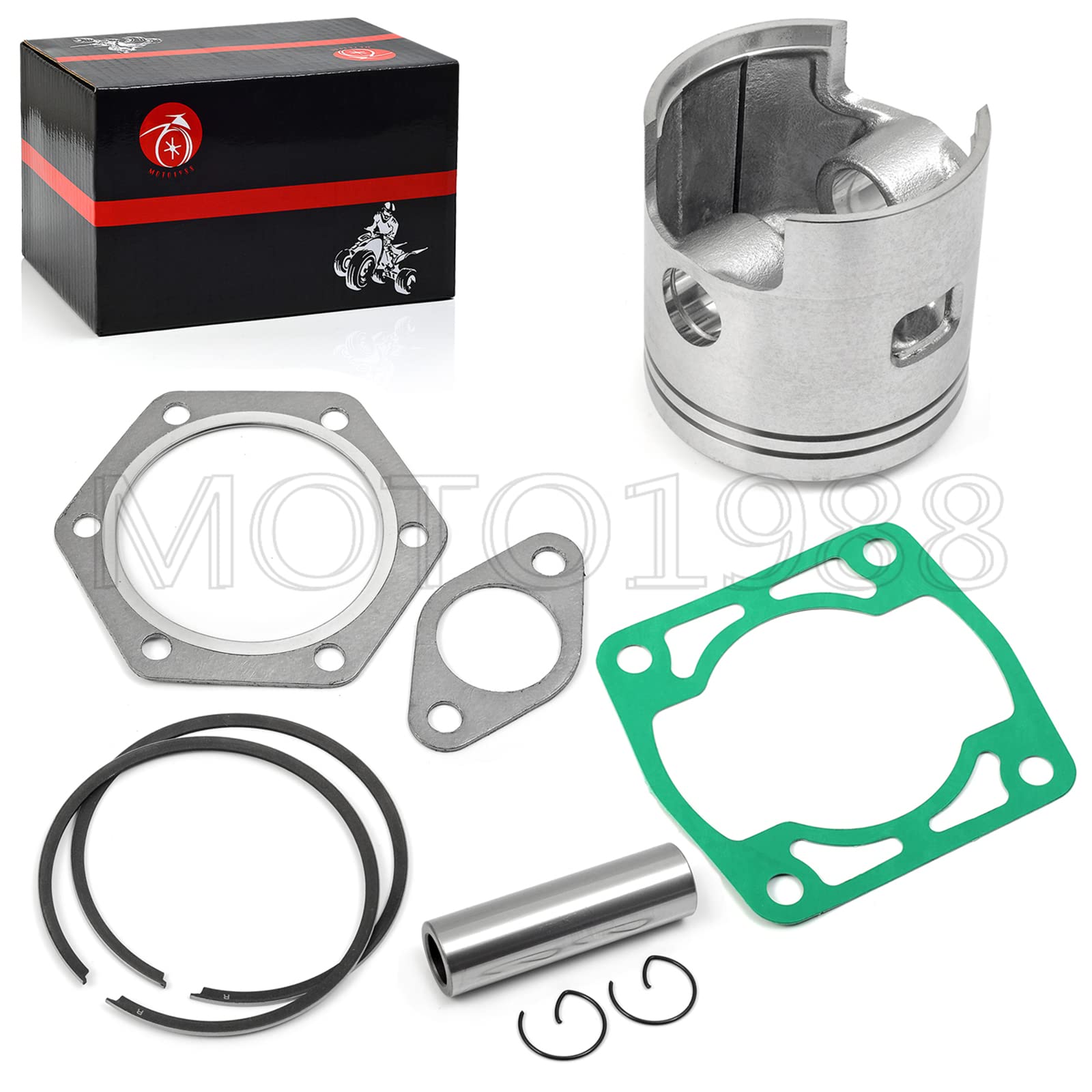 Piston & Piston Rings Kit And Gasket For Ezgo 2 Cycle Gas Golf Cart 1976-1988 72Mm Standard Bore 244Cc Ec25-Ds Ec25 2Pg Engine 1