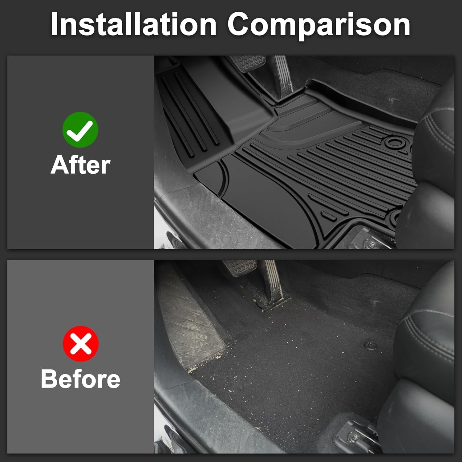 AOMSAZTO Heavy Duty TPE Floor Mats for 2020-2026 Toyota Highlander, 3 Rows, Black, Model FM-TO-012-5-ZH-2-A