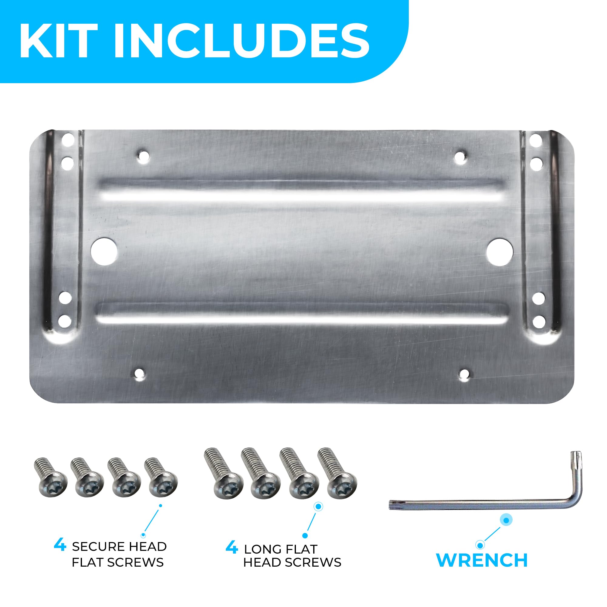 Trunknets Inc Rear Bumper License Plate Bracket for Mercedes-Benz 2007-2023 with 8 Screws & Wrench Kit, Premium Quality Mounting Kit