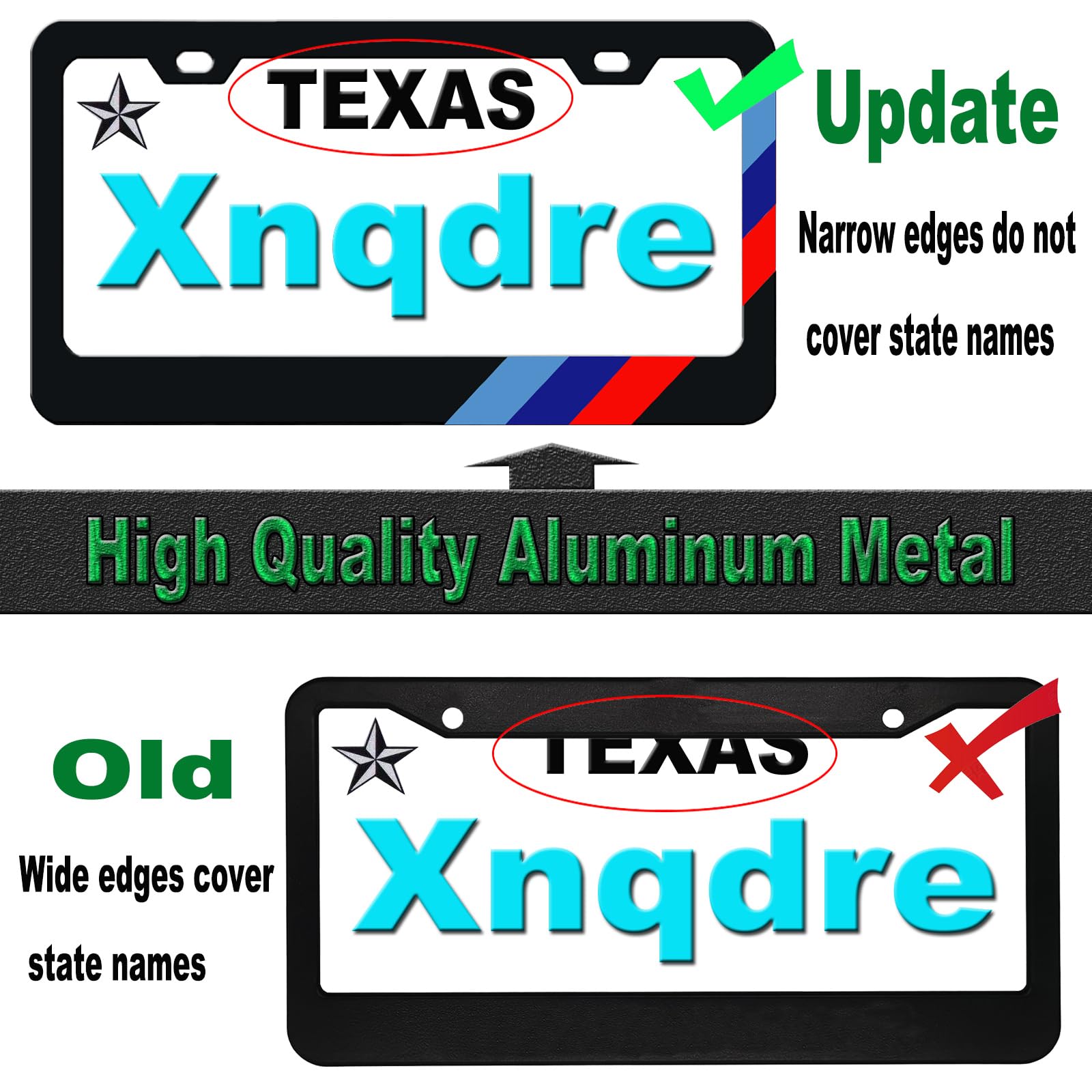 Xnqdre Aluminum Alloy Tri-Color License Plate Frame - M 3 Color Sport, Compatible with All BMW License Plates, 2 Pack