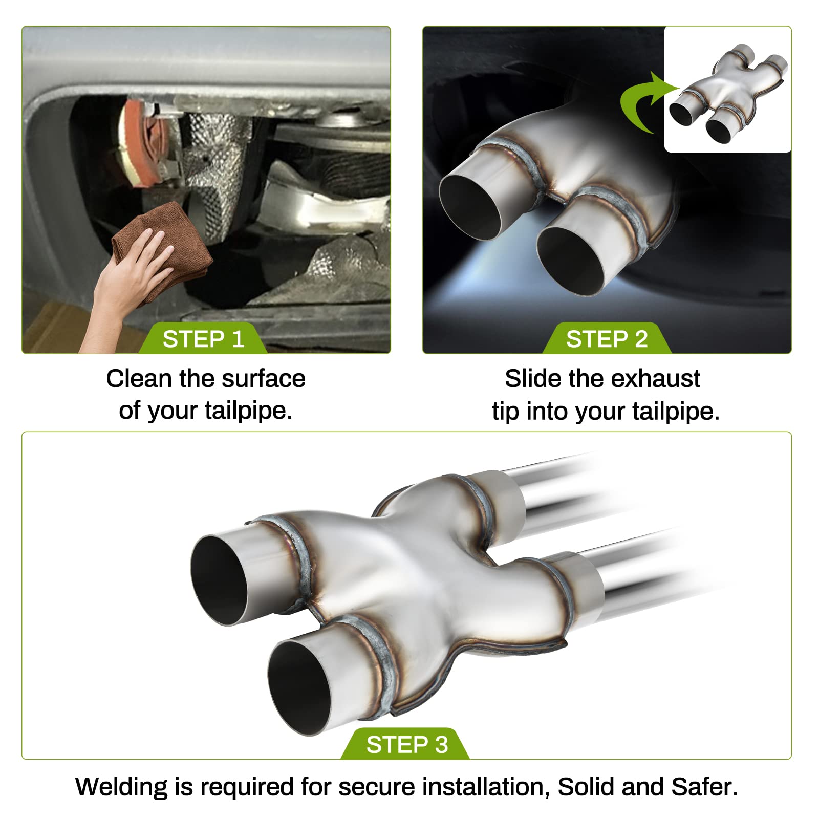 AUTOSAVER88 Exhaust X Pipe 2.5 Inch Inlet, 2.5'' Inlet 2.5'' Outlet 12'' Long 201 Stainless Steel Universal Exhaust Pipe for Smo