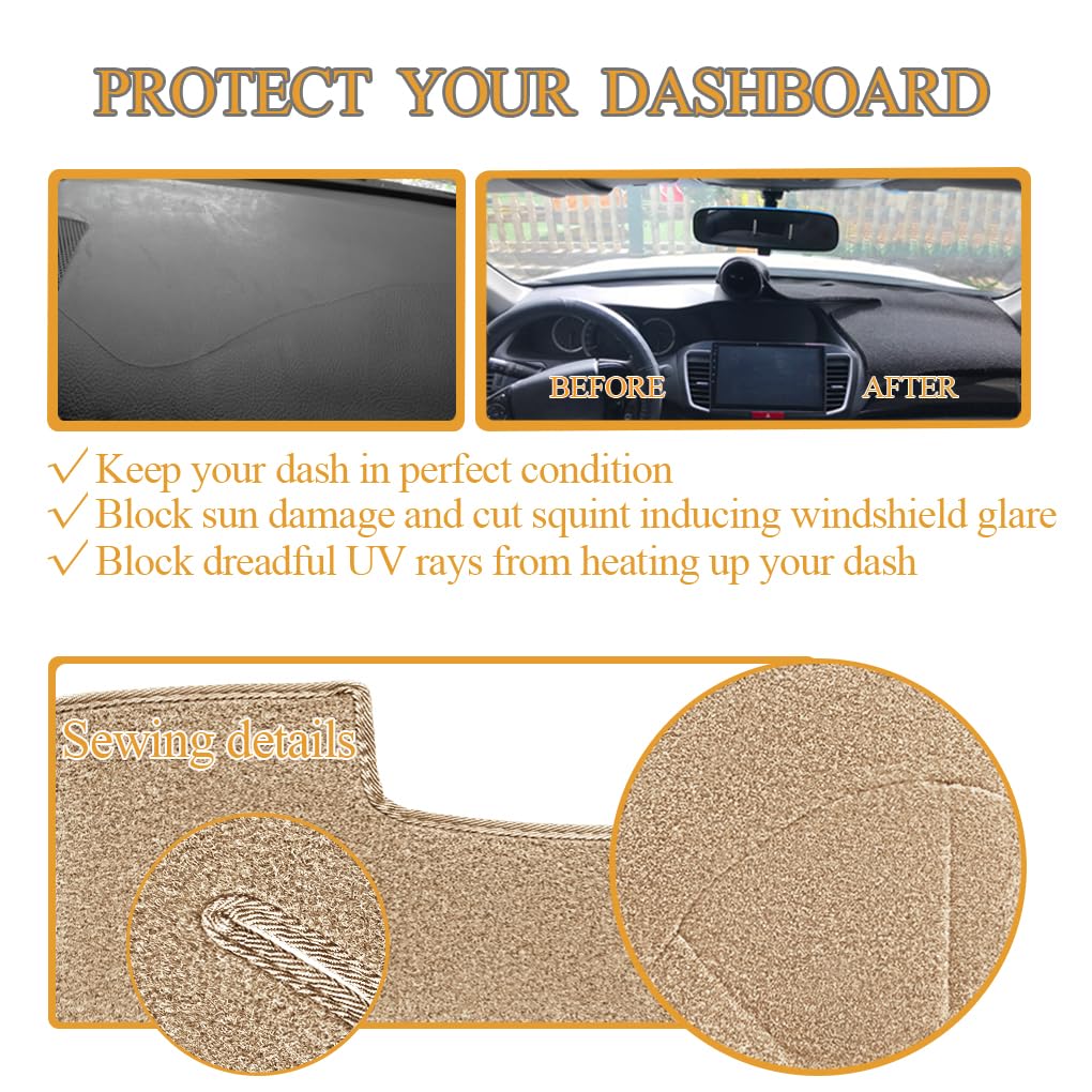 Yiz Dashboard Cover Dash Cover Mat Pad Custom Fit for Dodge Ram 1500 2500 3500 1994 1995 1996 1997 (94-97Beige) J23