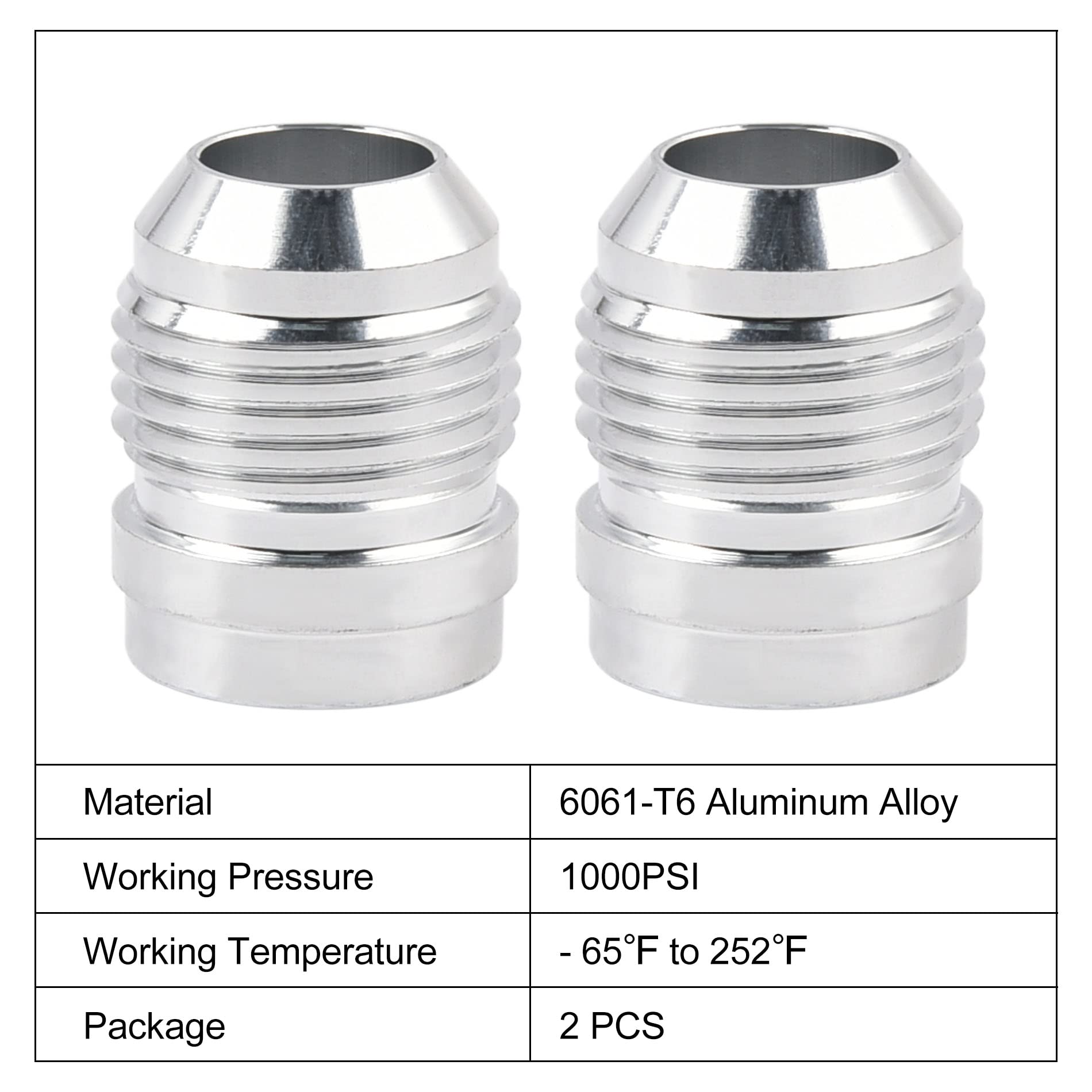 Evil Energy 10An Male Weld On Bung Fitting Aluminum 2Pcs