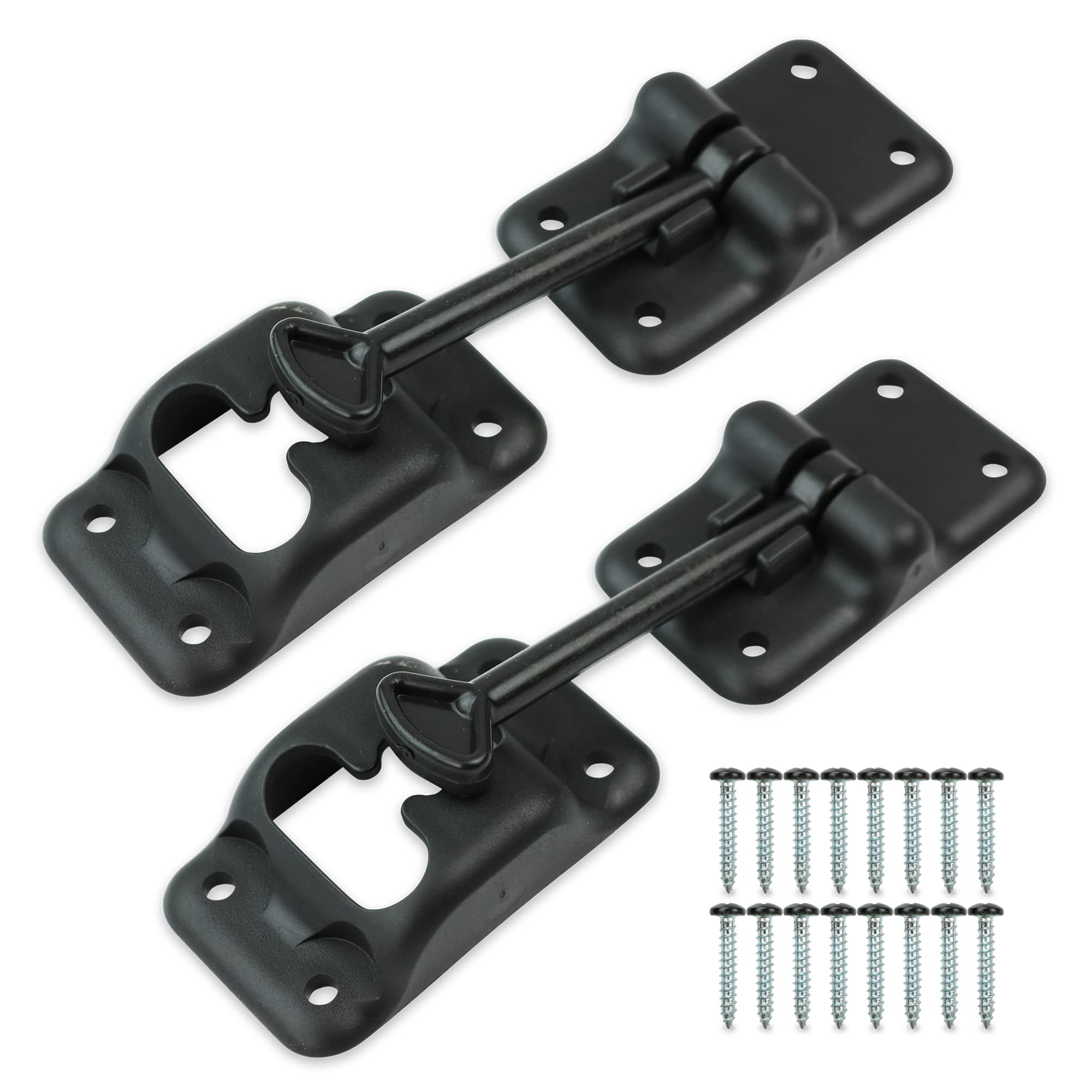 2-Pack Leisure Coachworks RV T-Style Door Holder Catch 2 Black for Latch Holder Camper Trailer Cargo Hatch (Black, 4 2-Pack)