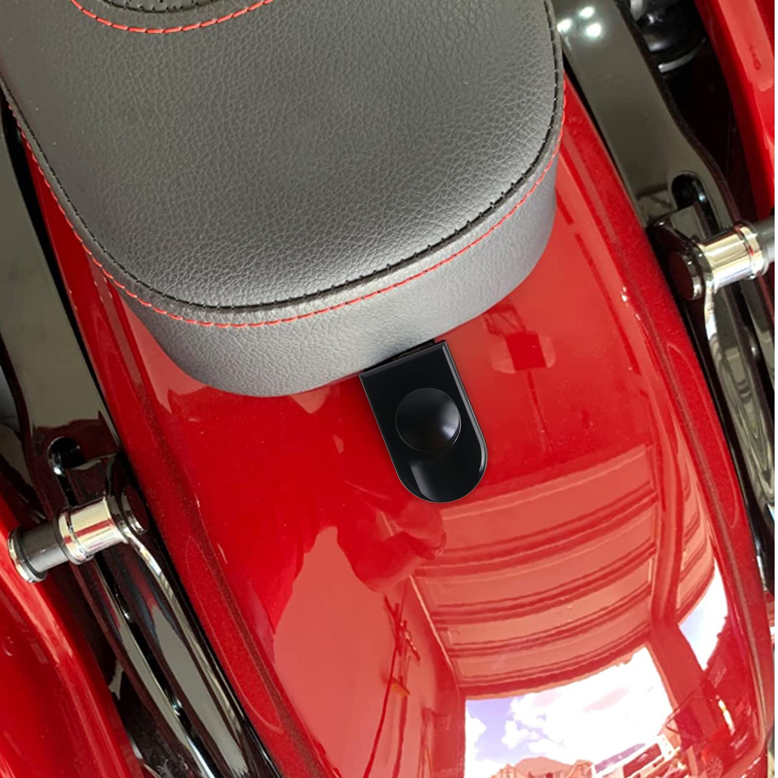 Buyinhouse Seat Bolt Tab Screw Mount Knob Cover For Harley Fatboy Road King Softail Black 1996-2021