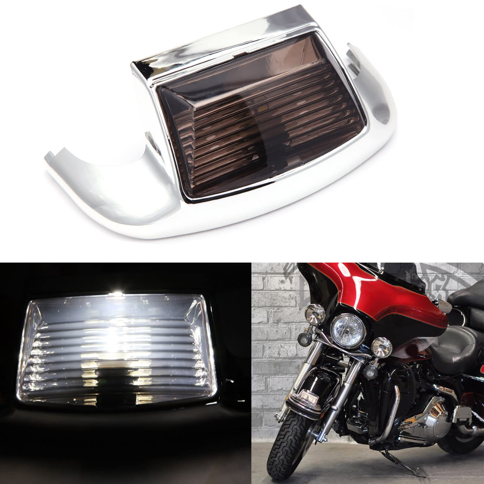 Rich Choices Front Smoked Fender Light LED Fender Tip Lights Compatible with Harley Road King Electra Glide Ultra Classic Herita