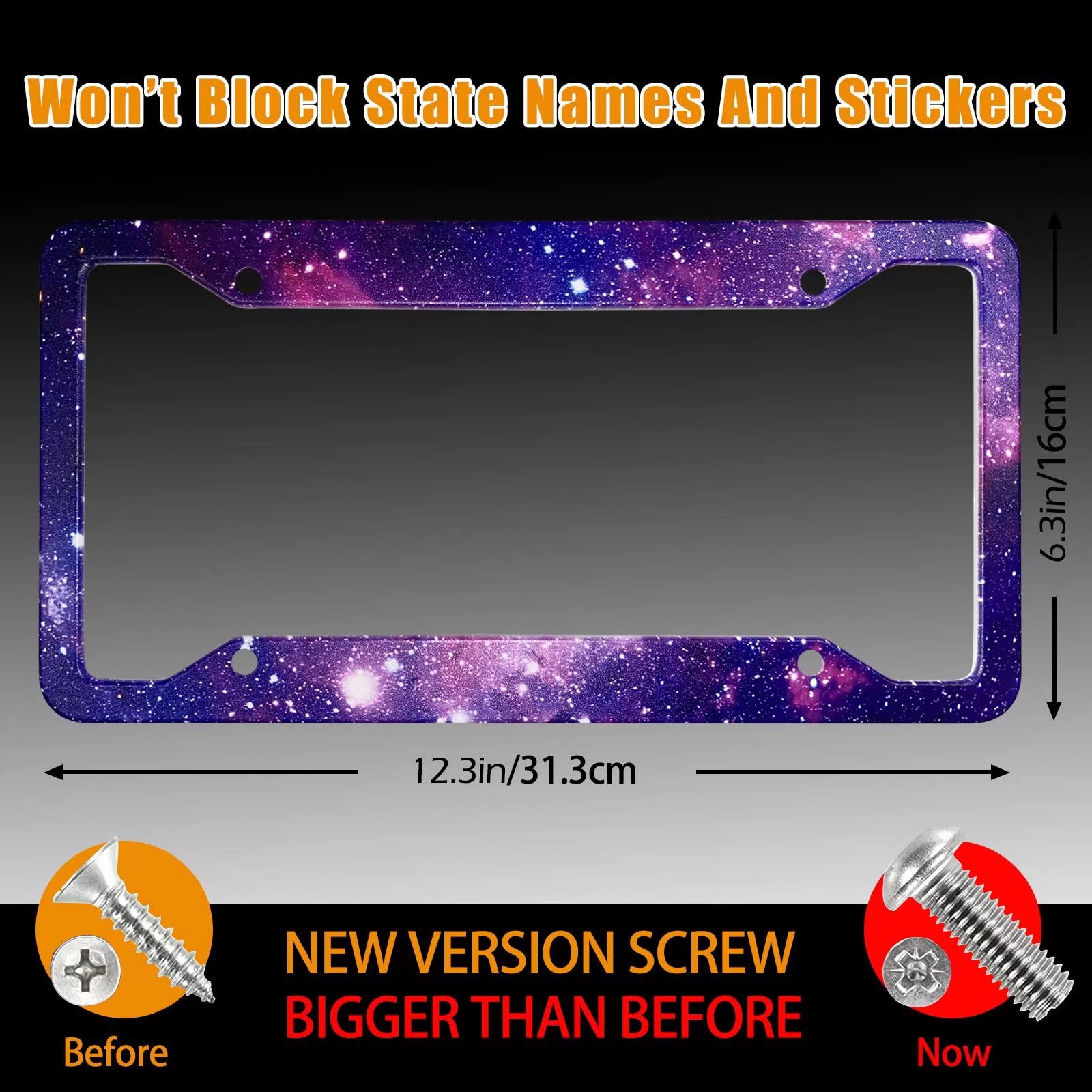 Purple License Plate Frames Galaxy License Plates Covers Aluminum Metal Starry Sky Night Car Tag Holders 4 Holes For Us Canadian