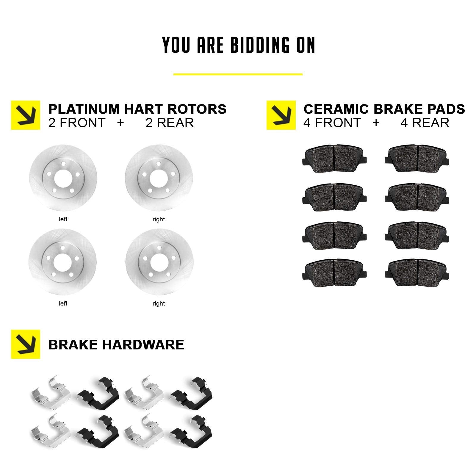 Hart Brakes Front Rear Brakes And Rotors Kit |Front Rear Brake Pads| Brake Rotors And Pads| Ceramic Brake Pads And Rotors - Rbbc