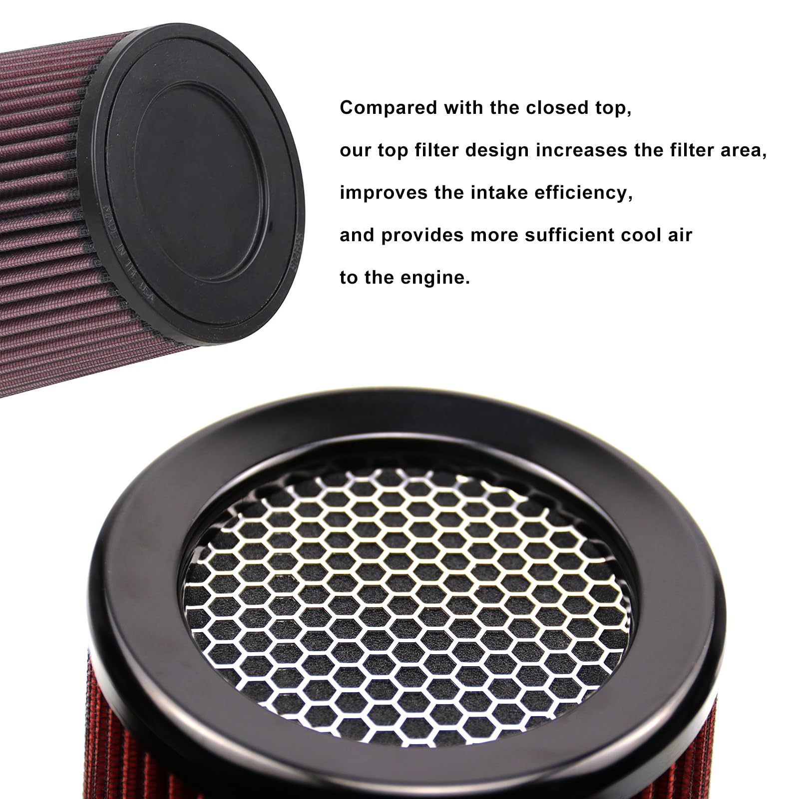 RYANSTAR RACING 76mm 3'' High Flow Round Tapered Cone Cool Air Filter Cleaner with Top Filter Design Short 163mm Tall