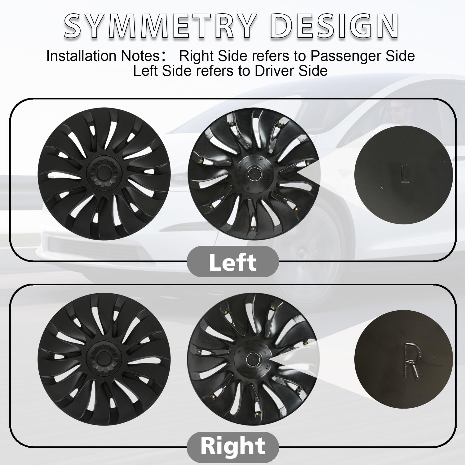 Siglin Wheel Covers For Tesla Model Y 2024 19 Inch 4 Pcs Rim Protector Gemini Wheel Cover Replacement Compatible With Tesla Mode