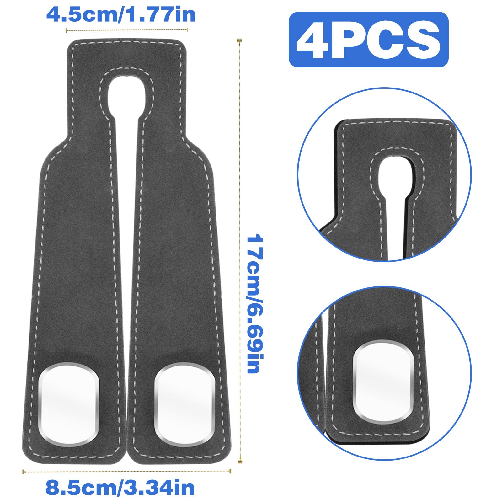 Canipha 4Pcs Car Seat Back Storage Hook, Car Purse Hook Car Bag Hooks Car Hooks, Car Seat Hooks For Headrest, Car Seat Hook Car