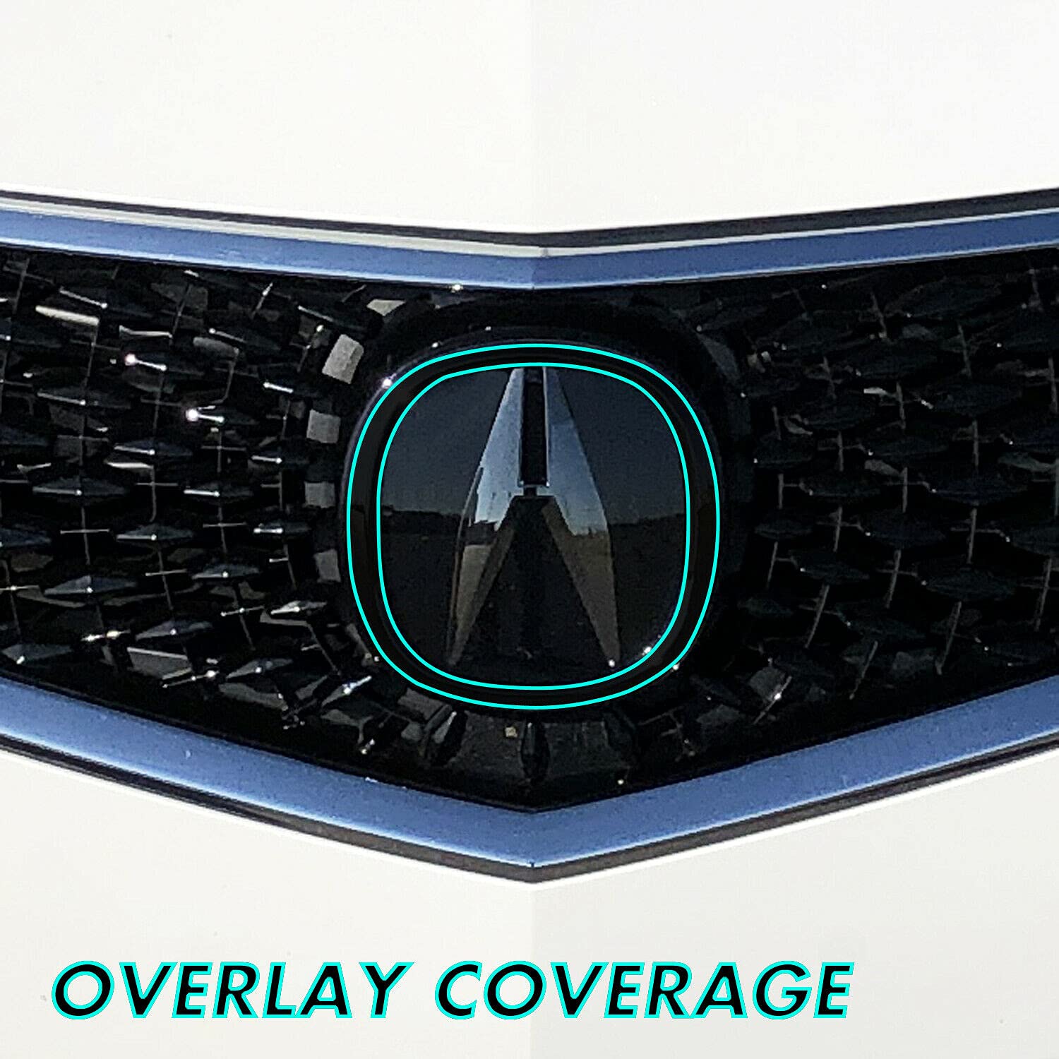 SlickMod Chrome Delete Vinyl Overlay for 2018-2020 Acura TLX Emblem Ring, Gloss Black, Model ACU-TLX-1820-EMR