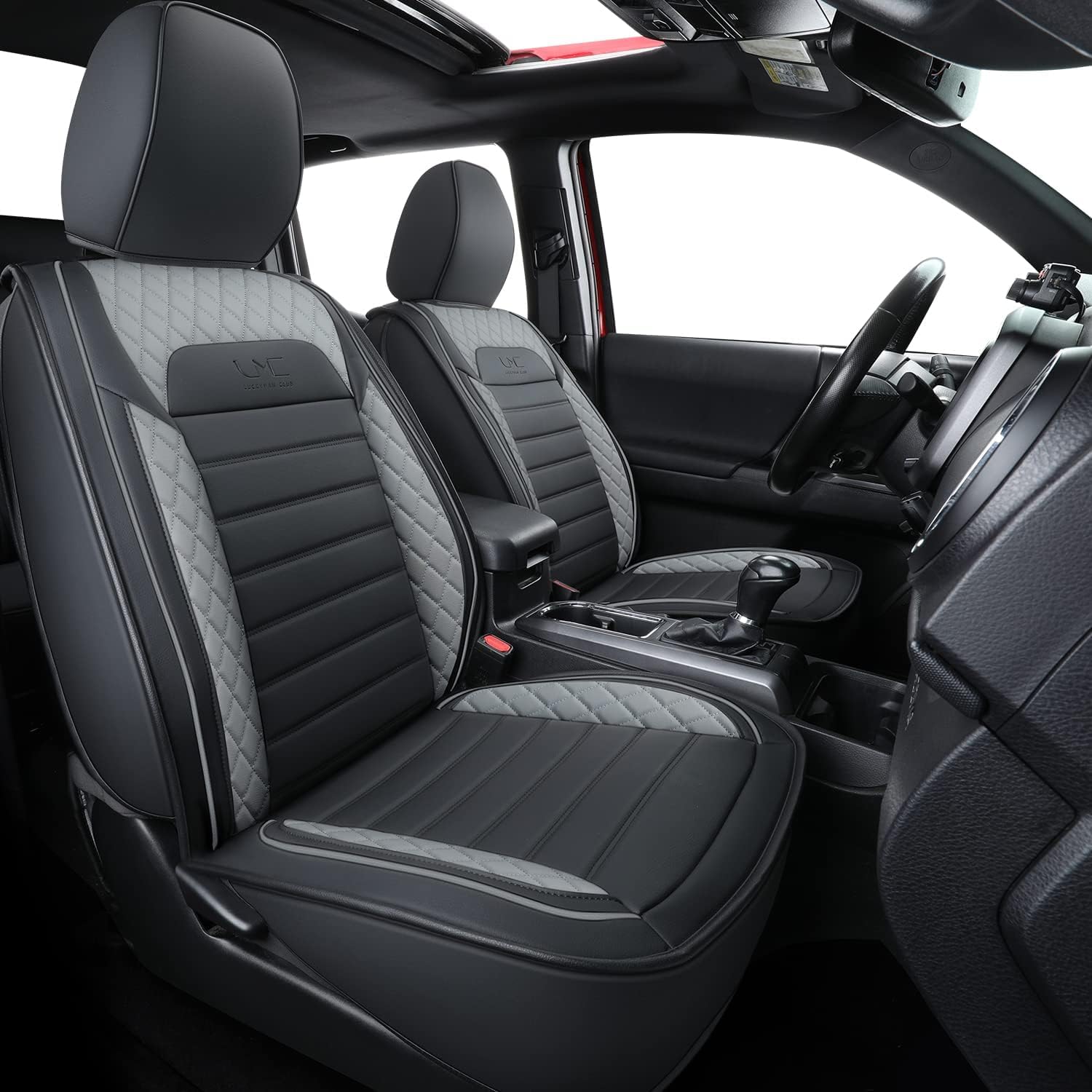 Luckyman Club Tacoma Seat Covers S08-Qe, Fit For 2005-2023 Tacoma Crew Double Access Cab/Extended Cab With Water Proof Faux Leat