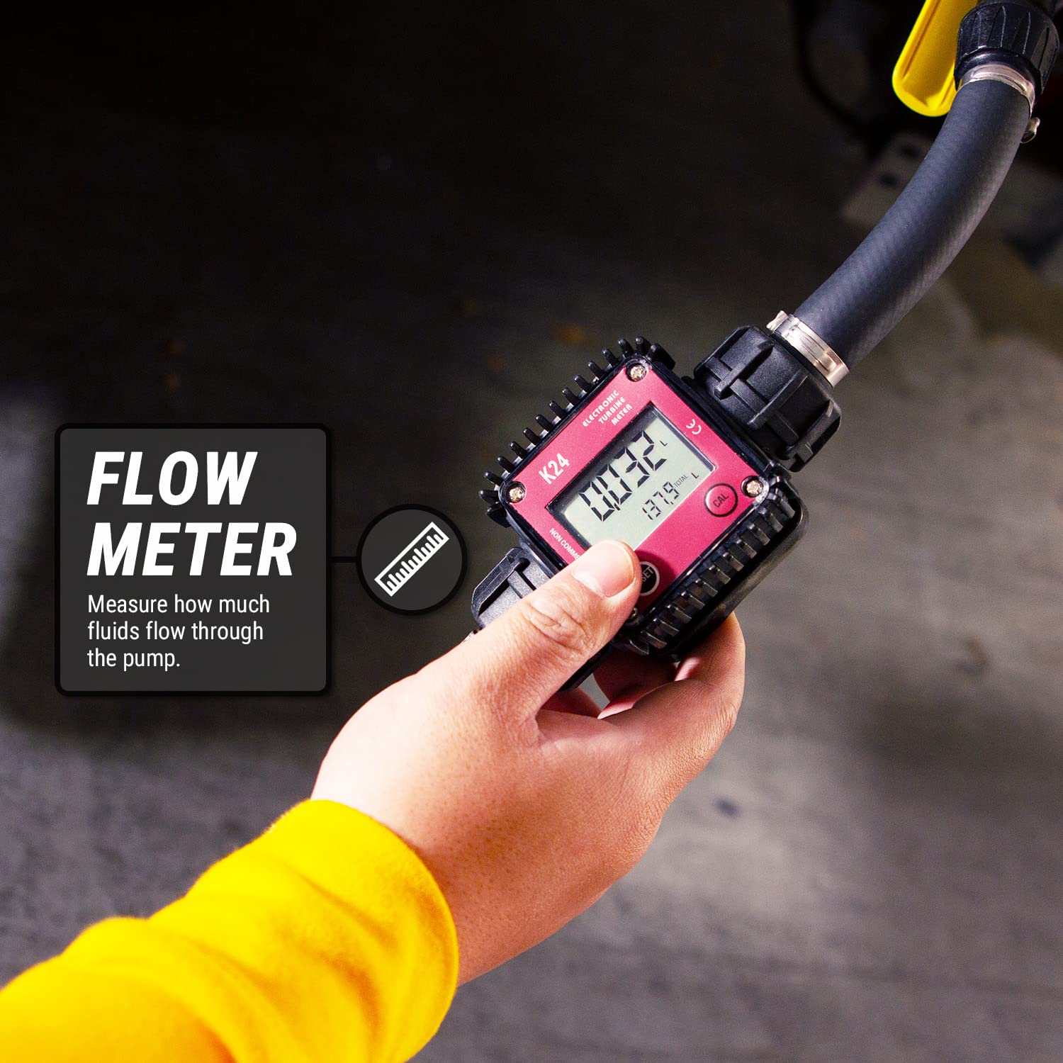 TERA PUMP - TReDRUME-M Plug-In Electric 12V AC Telescopic Intake Pump with Turbine Meter for Gasoline, Diesel, DEF, Kerosene, AG