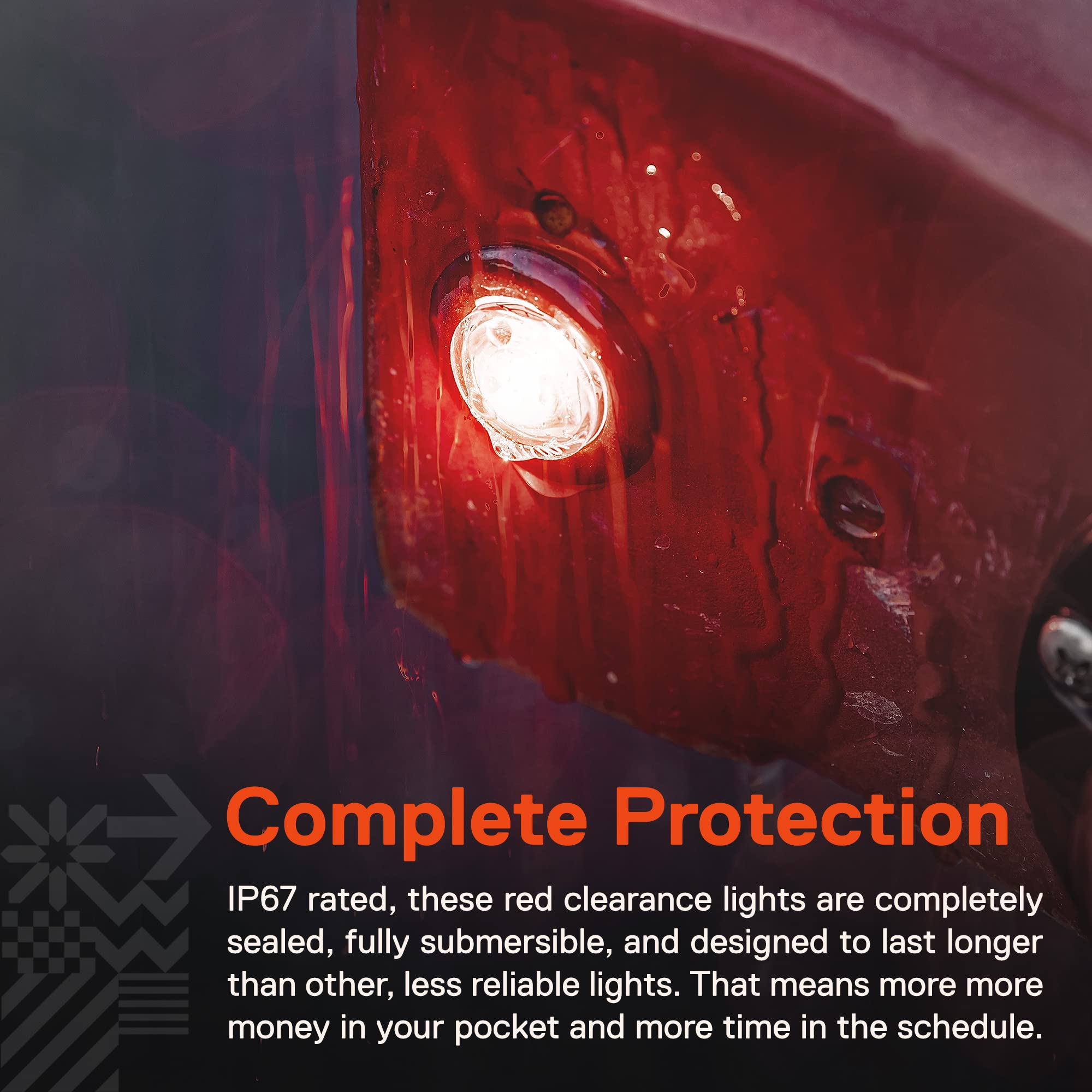 TRUE MODS 12pc 3/4'' Inch Round Amber + Red Trailer 12V LED Marker Light [DOT FMVSS 108] [SAE P2PC] [Semi-Spherical Output] [IP6