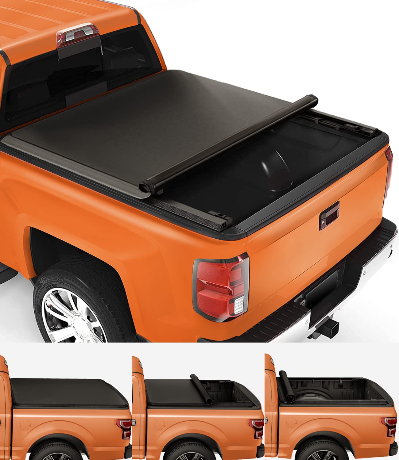 TIPTOP Soft Roll-Up Tonneau Cover Truck Bed for 2007-2025 Silverado/Sierra 1500 & 2007-2019 2500 3500 HD 6.6ft Bed (78.9'') | TP