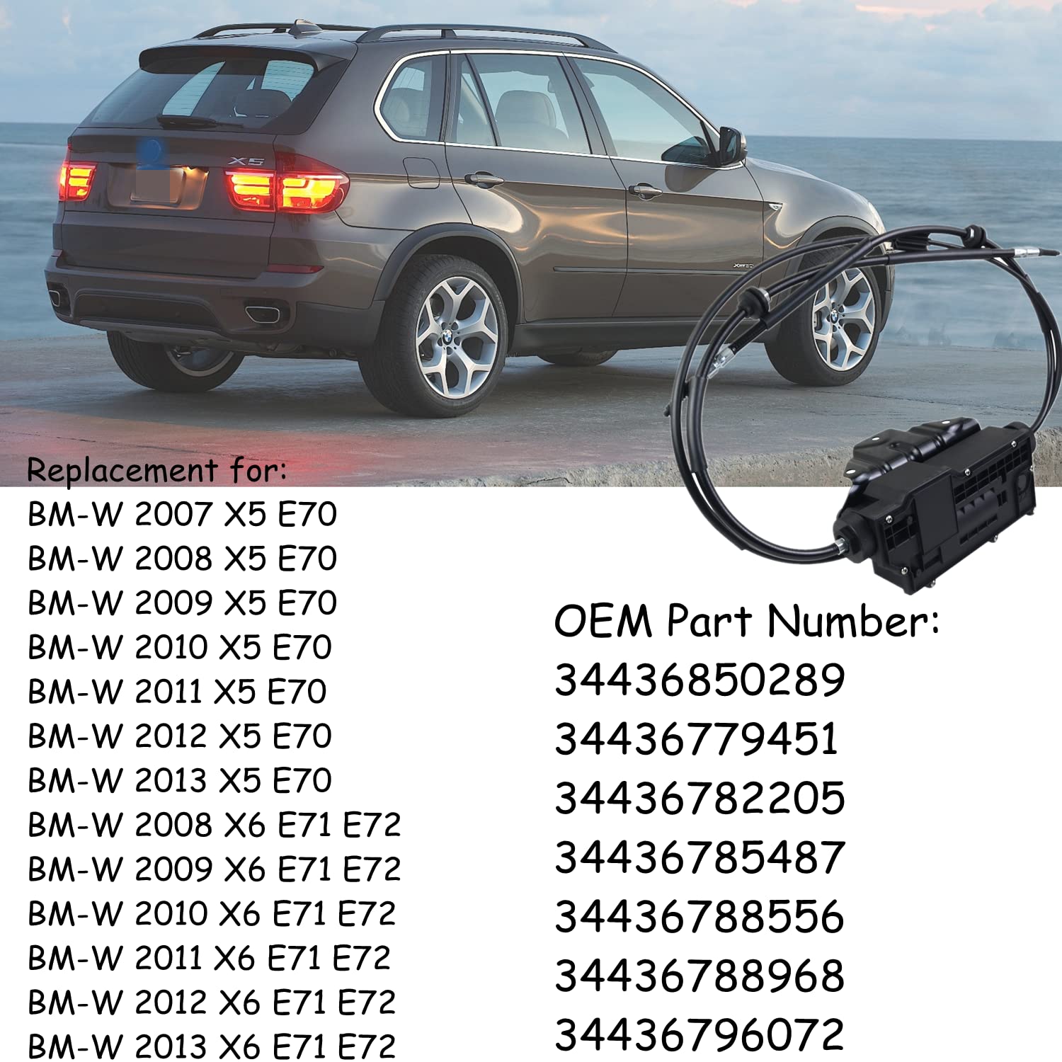 AKWH Parking Brake Actuator with Control Unit for BMW X5 E70 E71 E72 - OEM Replacement 34436850289 34436782205 34436788556