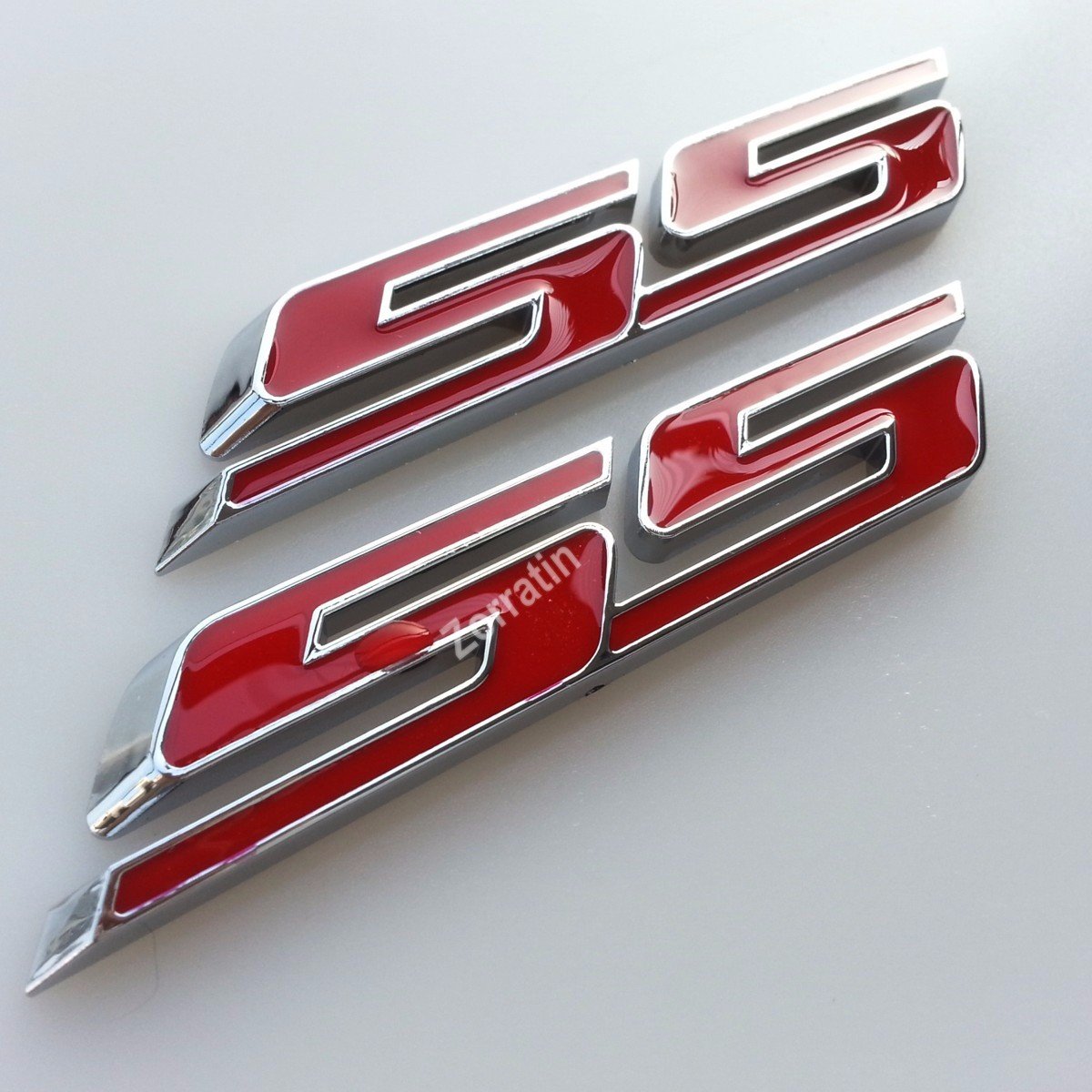 (Set Of 2) Slant Ss Grill Side Fender Trunk Emblem Badge Decal With Sticker For Chevrolet Chevy Camaro Impala Malibu Holden 2010