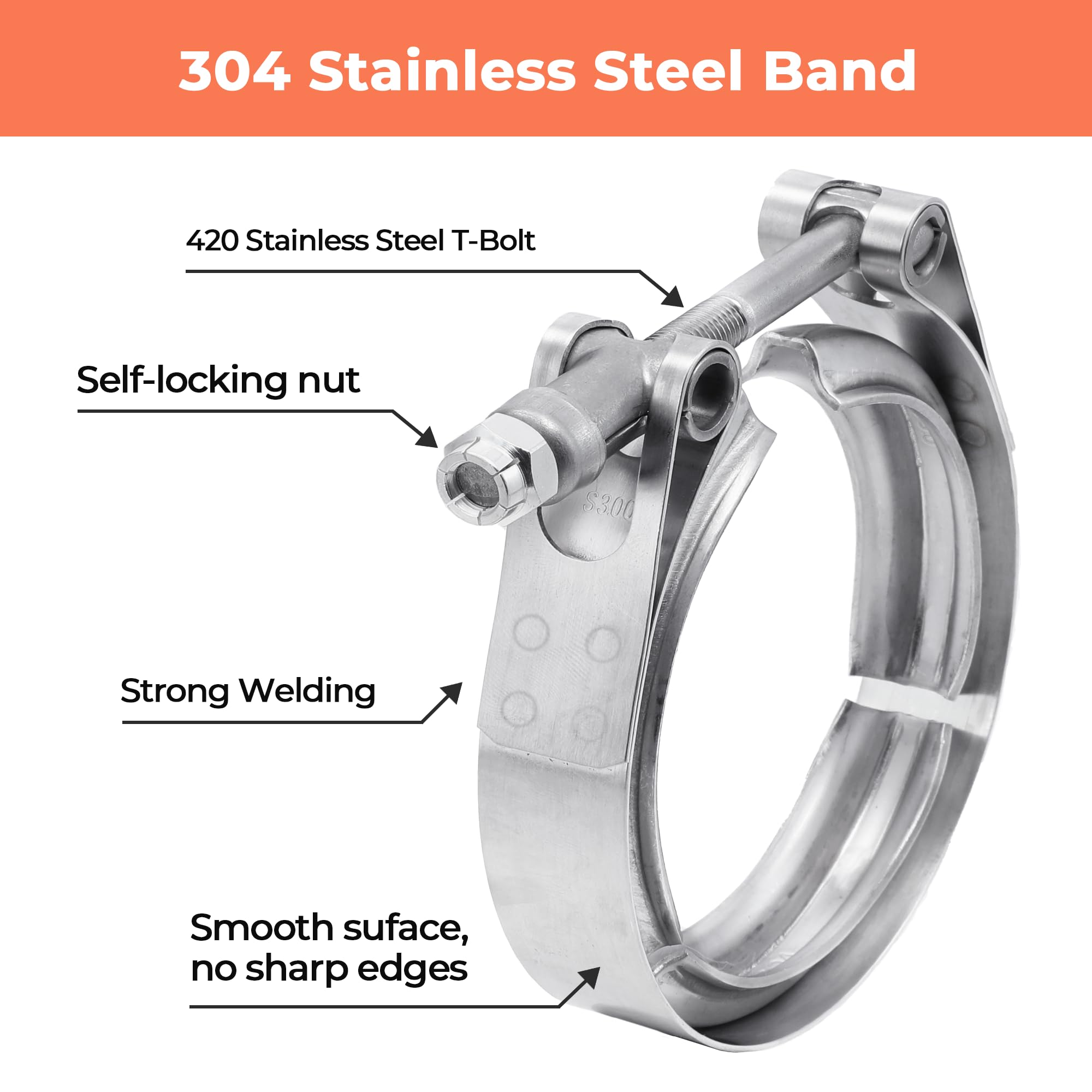 Wysiwyka 3.5 Inch Quick Release V Band Clamp 304 Stainless Steel, For Turbo Exhaust Downpipe, Racing Ford Pickup Truck Exchange