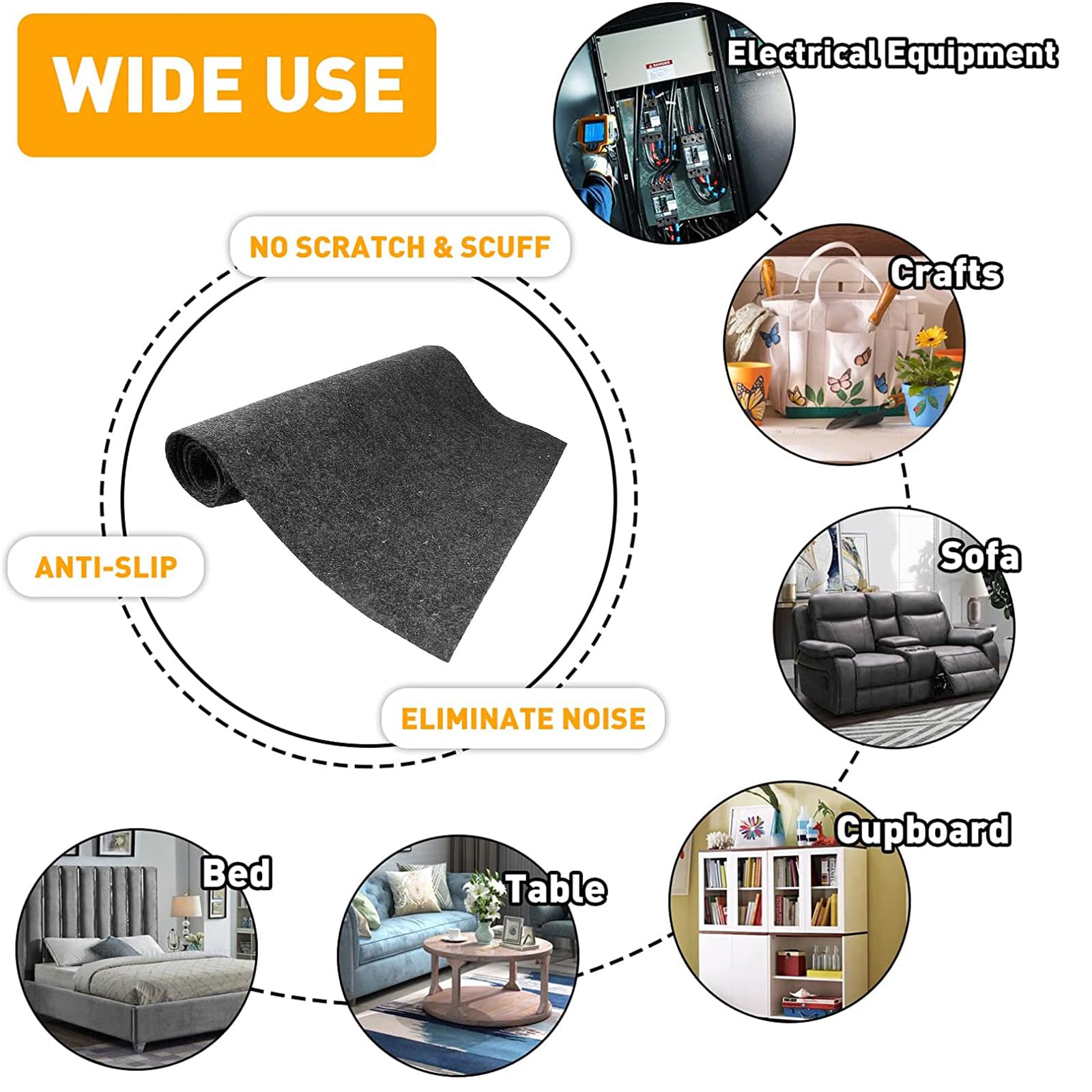 Halero 78''x40'' Grey Underfelt Carpet for Speaker, Sub Box Carpet, Auto, RV, Boat, Marine, Truck, Car Trunk Felt Fabric Materia