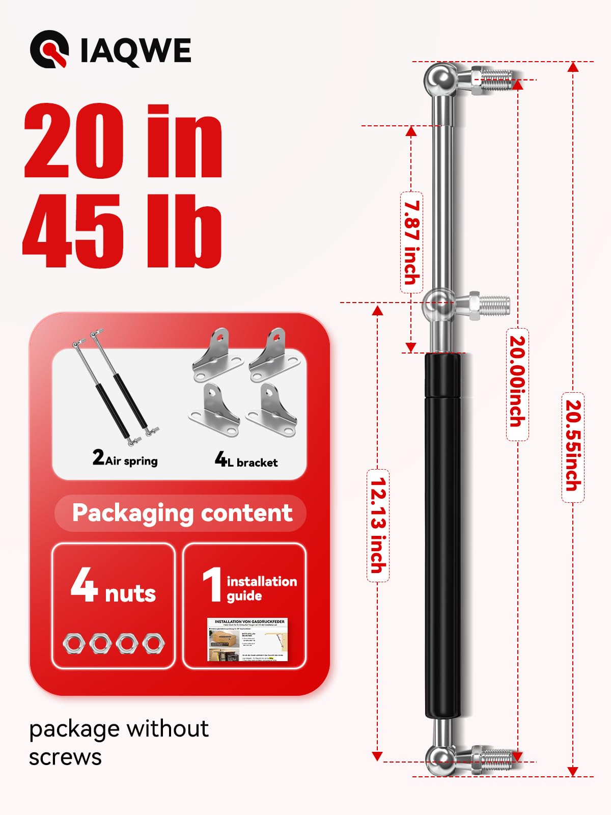 20Inch 45Lbs 200N Gas Strut Spring Shock Lift Kit For Rv Queen Bed Door Outdoor Storage Bin Heavy Duty Murphy Truck Bed Canopy C