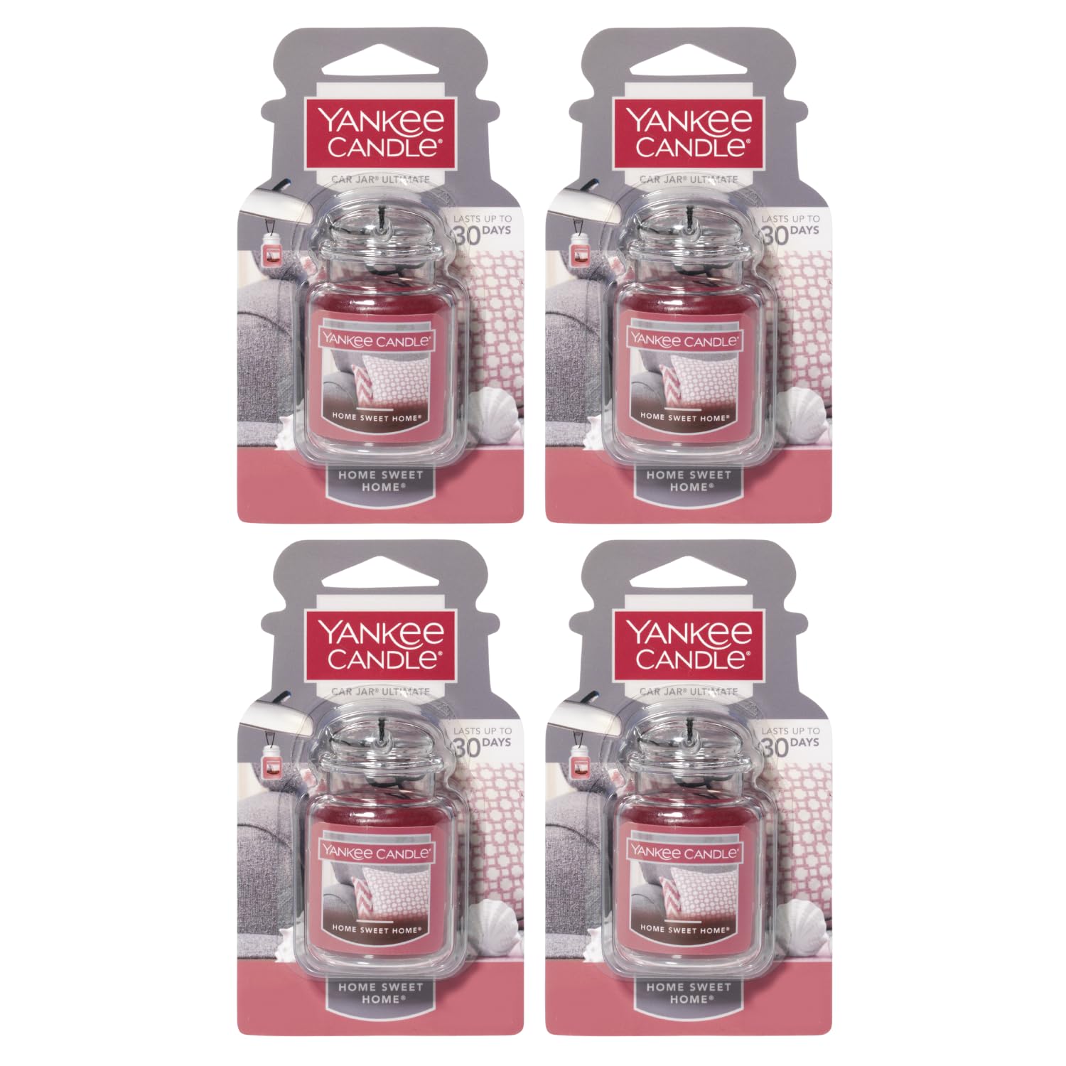 Yankee Candle Car Jar Ultimate, Home Sweet Home, 0.96 OZ (Pack of 4)
