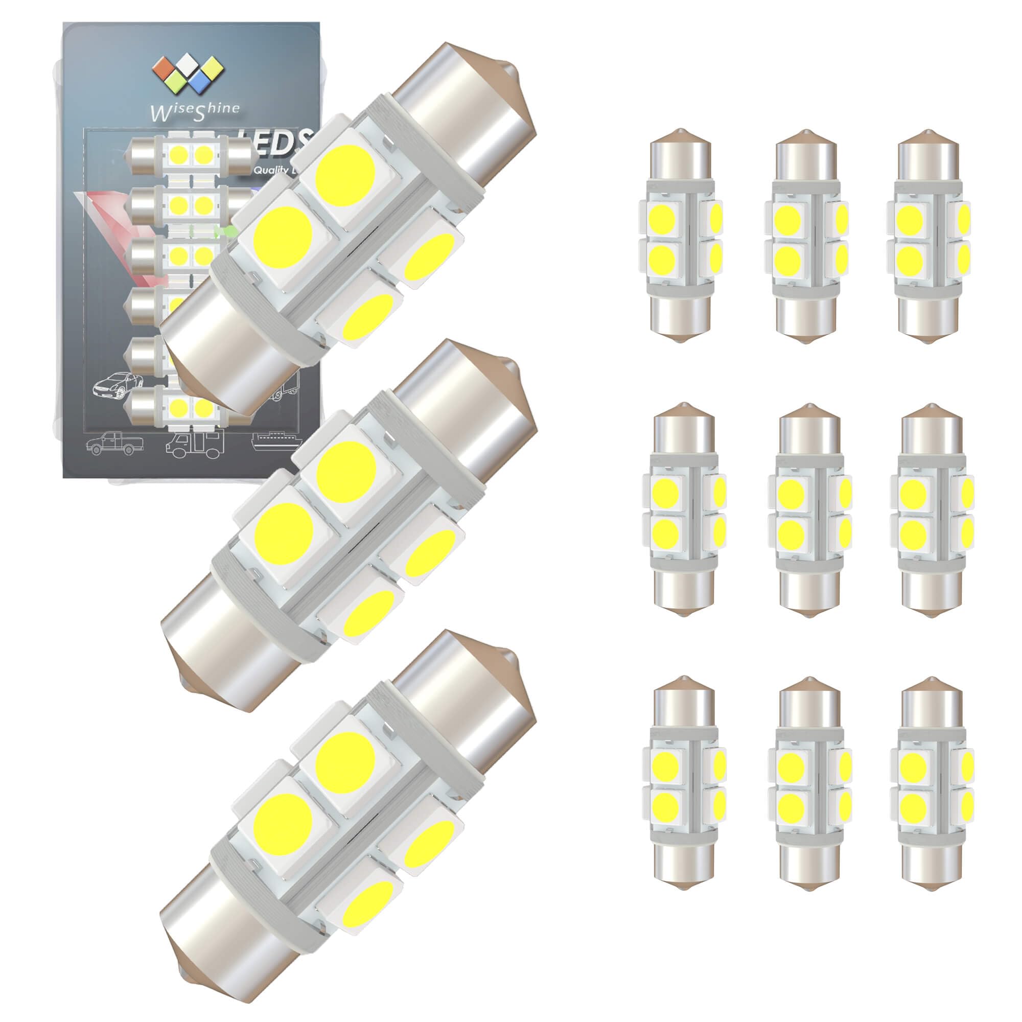 Wiseshine DC 24V 36mm 6418 6411 Festoon LED Bulb Extremely Super Bright 6000K White C5W LED Bulbs for Truck Interior Reading Map