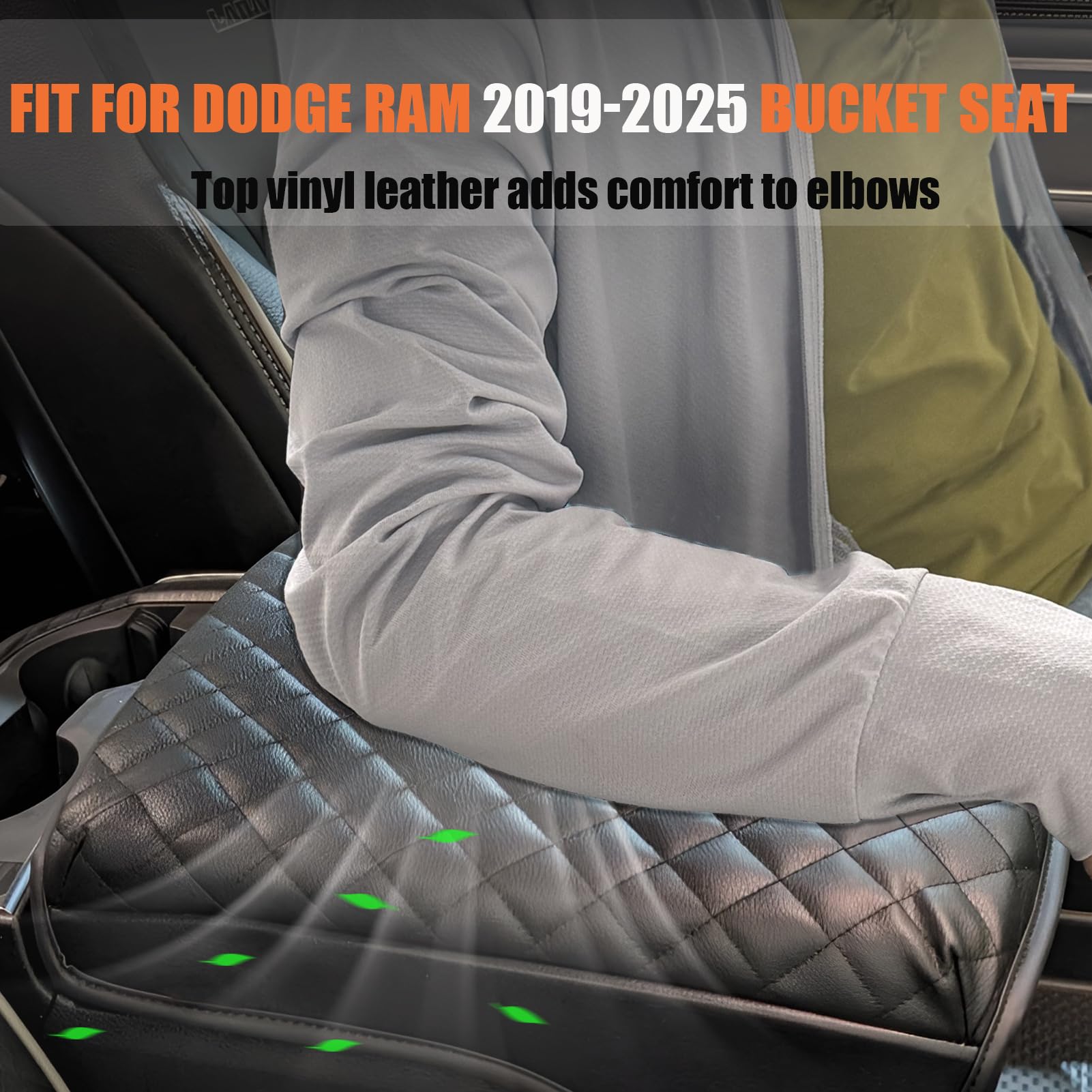 ANMOSVO for Dodge RAM Center Console Cover - 2019-2024 2025 Dodge RAM 1500 2500 3500 Armrest Cushion Cover for Dodge Ram 1500 25