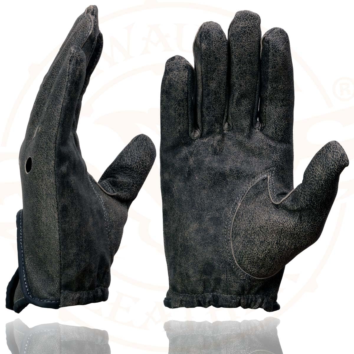 Milwaukee Leather MG7507 Men's Grey Perforated Leather Full Finger Motorcycle Hand Gloves W/Breathable Open Knuckle - XX-Large