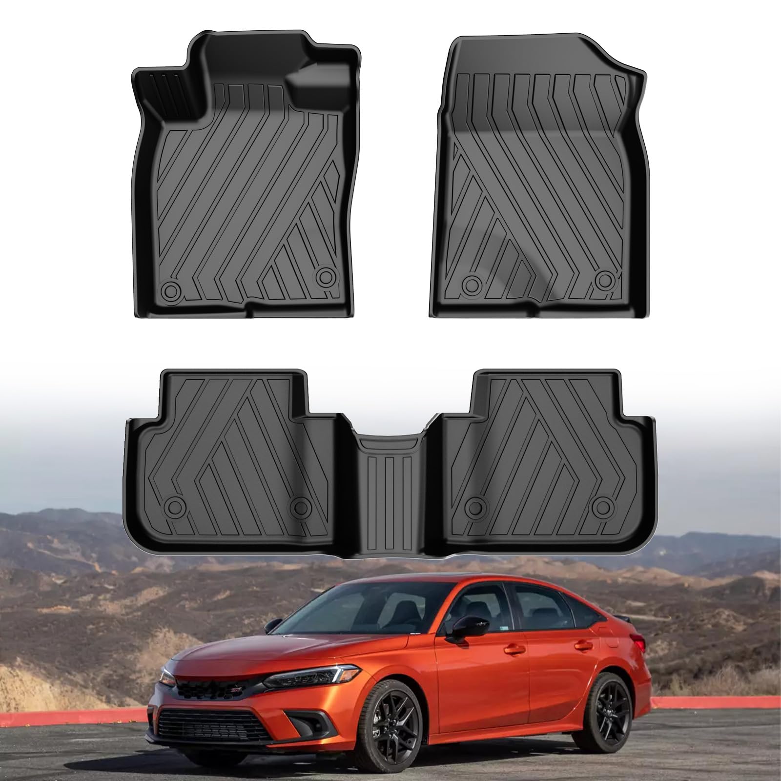 Floor Mats Fit for Honda Civic 2022-2024 All Models/for Acura Integra 2023 2024 Car Mats - All Weather Protection TPE Car Floor 