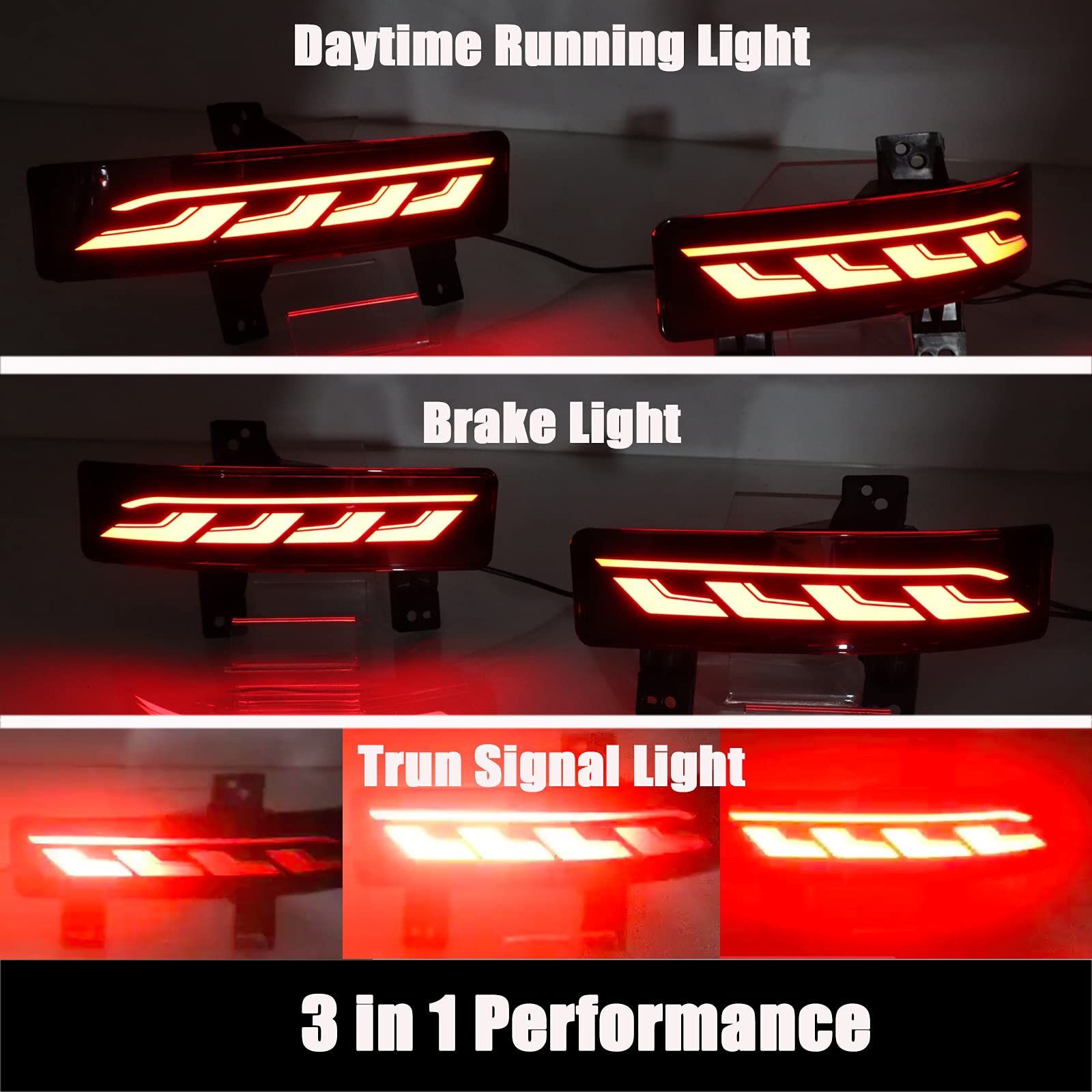 Geegeetop Red Lens Full Led Bumper Reflector Lights Tail Brake Rear Fog Lamps For Honda Crv Cr-V 2020-2021 Plug And Play