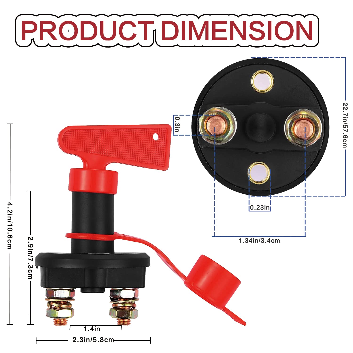 GOGONFLY Battery Disconnect Switch, DC 12V 24V Battery Master Isolator Cut Off Power Kill Switch for Marine Car Boat RV ATV Auto