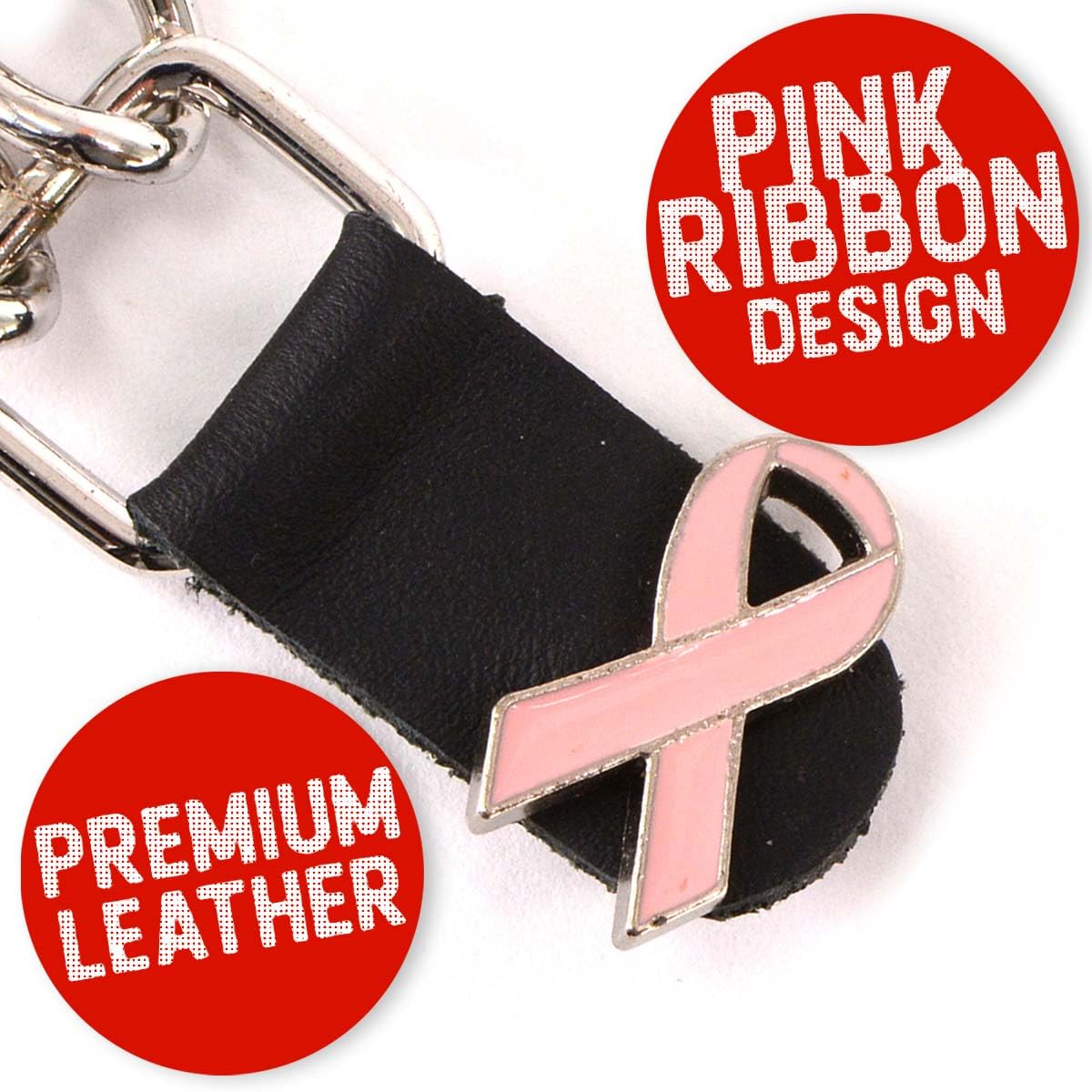 Milwaukee Leather MLA6021SET Pink Ribbon 4-PCS Vest Extender Double Chrome Chains w/Genuine Leather 4 Extension - 4 Inch