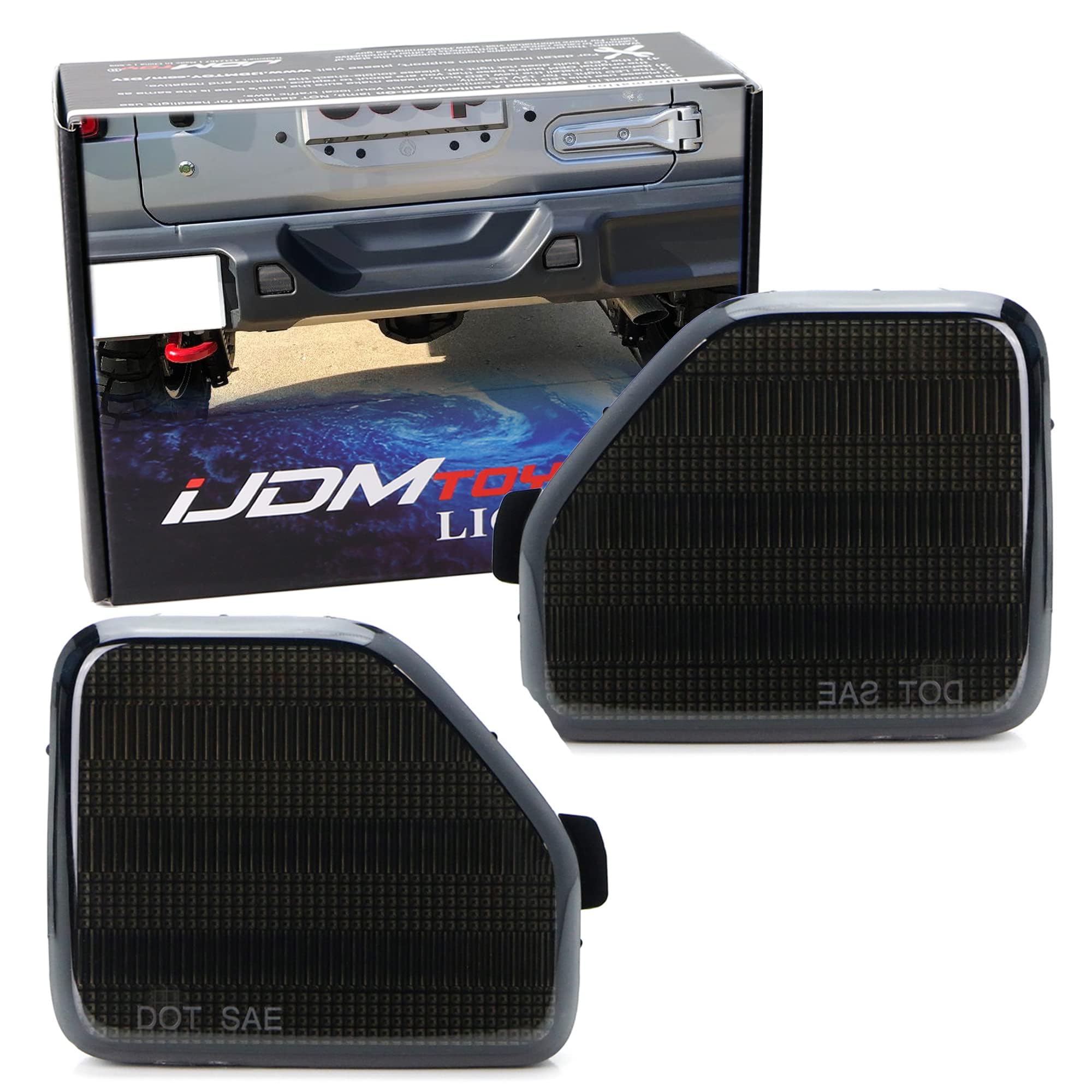 Ijdmtoy Blackout Smoked Lens Rear Bumper Reflector Lenses Compatible With Jeep 2018-Up Wrangler Jl Sahara Rubicon Moab Trims Onl