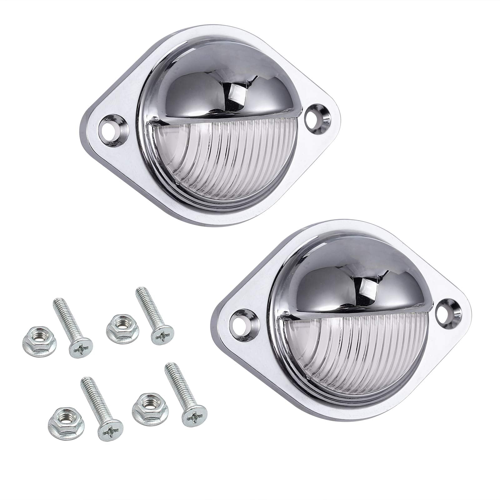 Justech 2Pcs 3Led License Plate Light, Waterproof Number Plate Lights, Shock Resistant 12V 24V Tag Light Lamps Assembly For Truc
