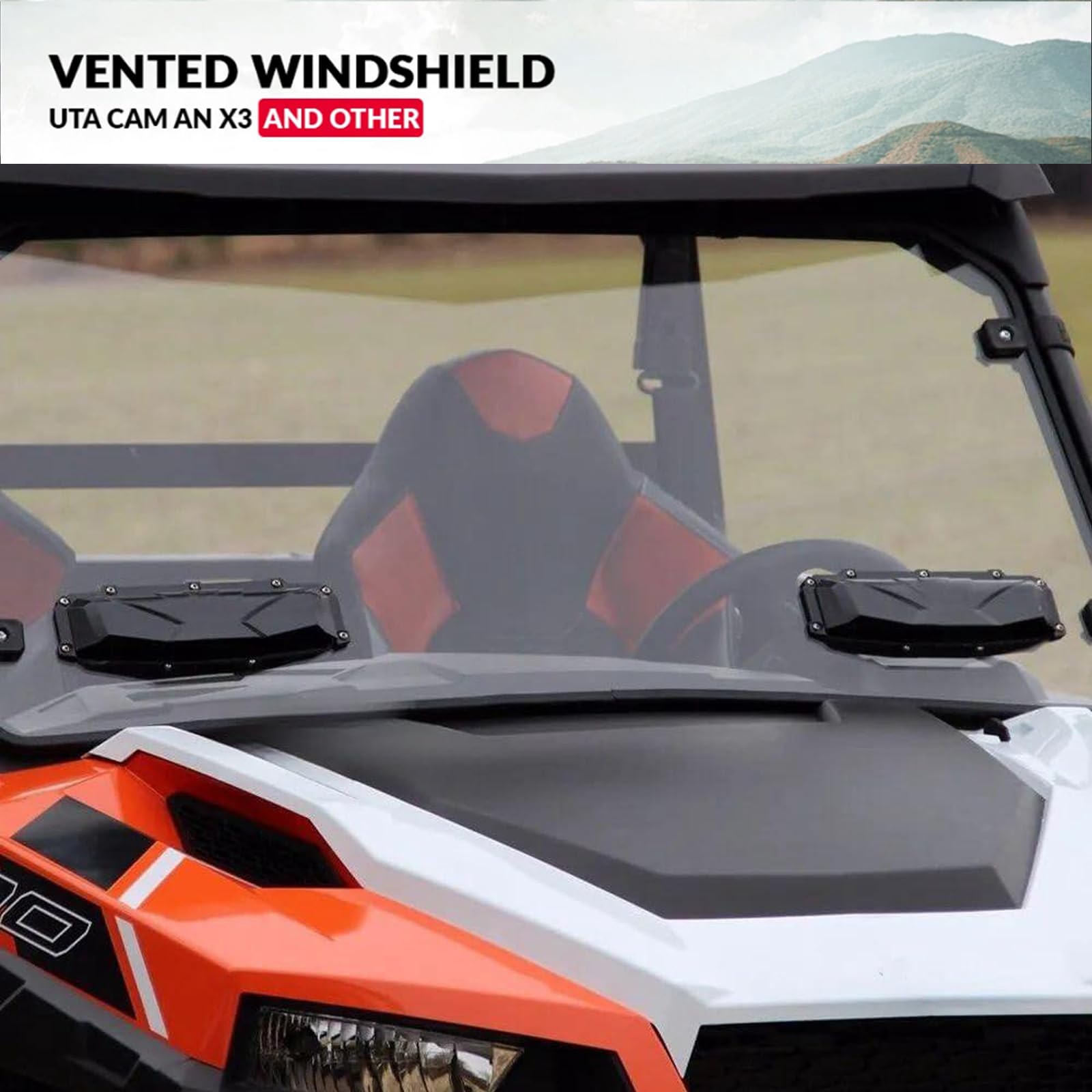 RUNNING PANTHER UTV Windshield Vent Kit - 2pcs Defrost Accessories for Can Am Maverick X3, Black, ABS Plastic, Model RP-UWV-001