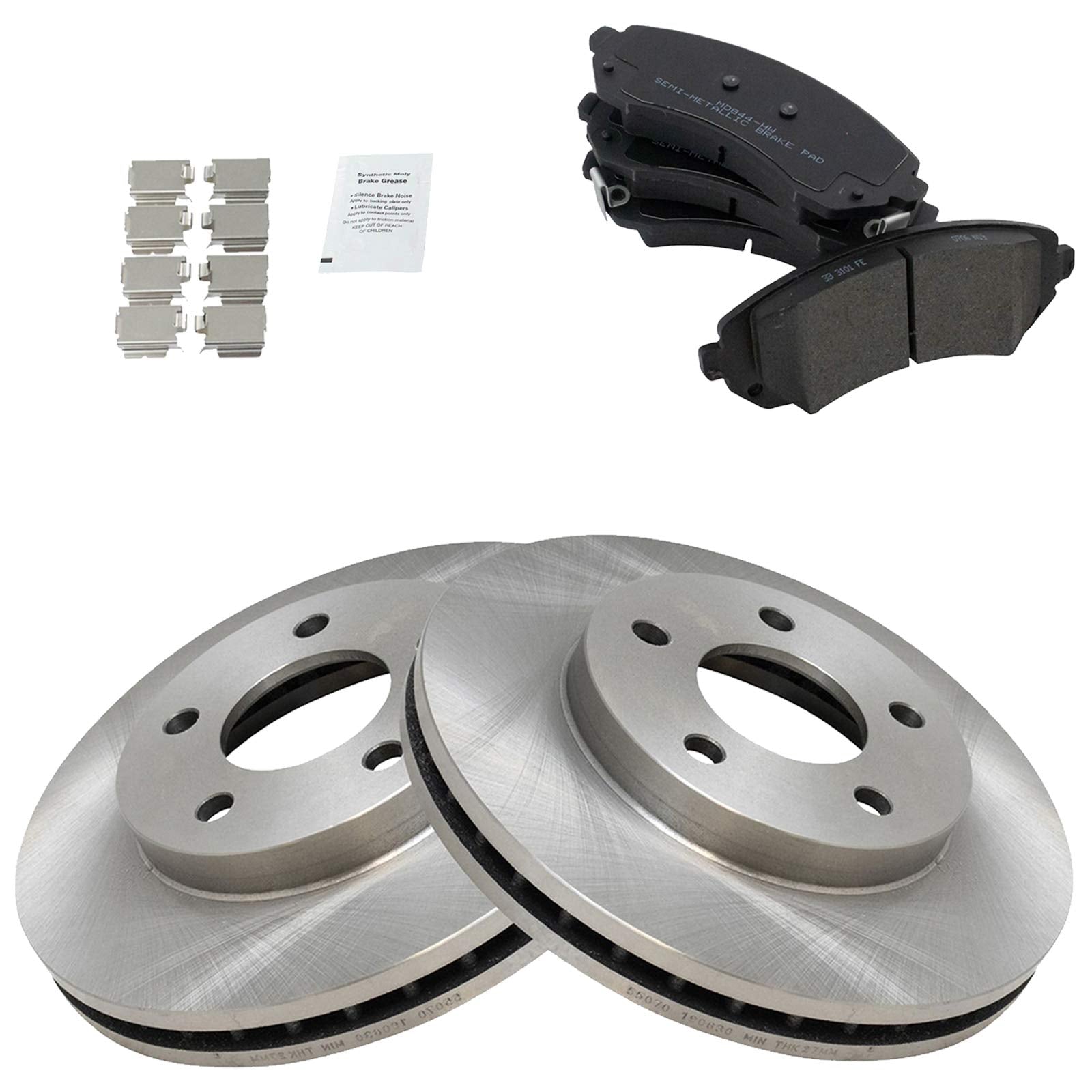 Trq Front Brake Pad & Rotor Kit Brake Pads Brake Rotor Semi-Metallic Compatible With 2002-2007 Buick Rendezvous 2001-2005 Pontia