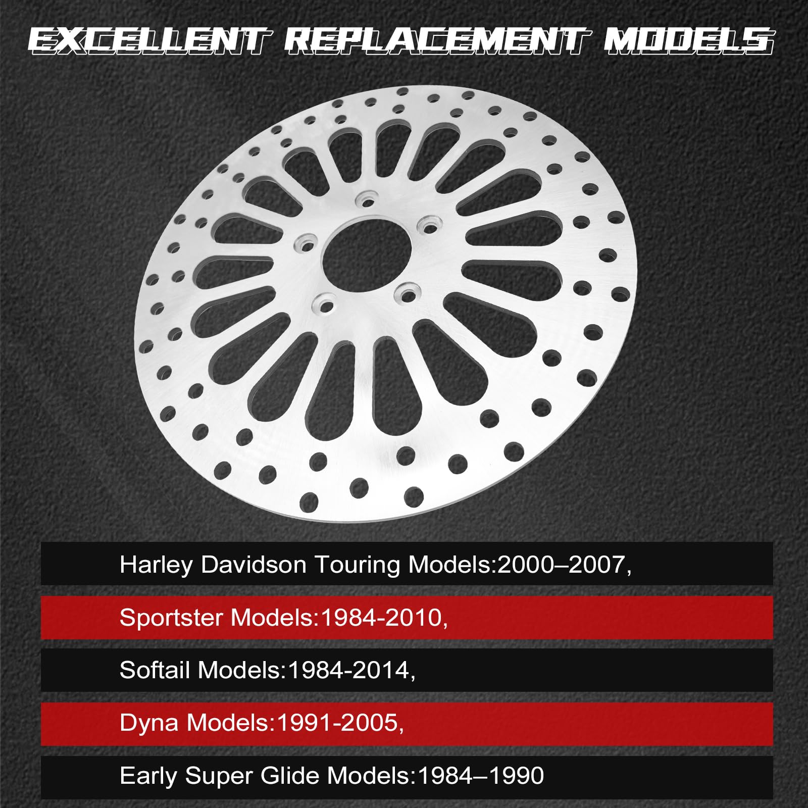 1 Piece Front Rotor 11.5'' - Compatible with Harley Rotor Touring Sportster Dyna Early Super Glide Brake and Rotor Kit with Fron
